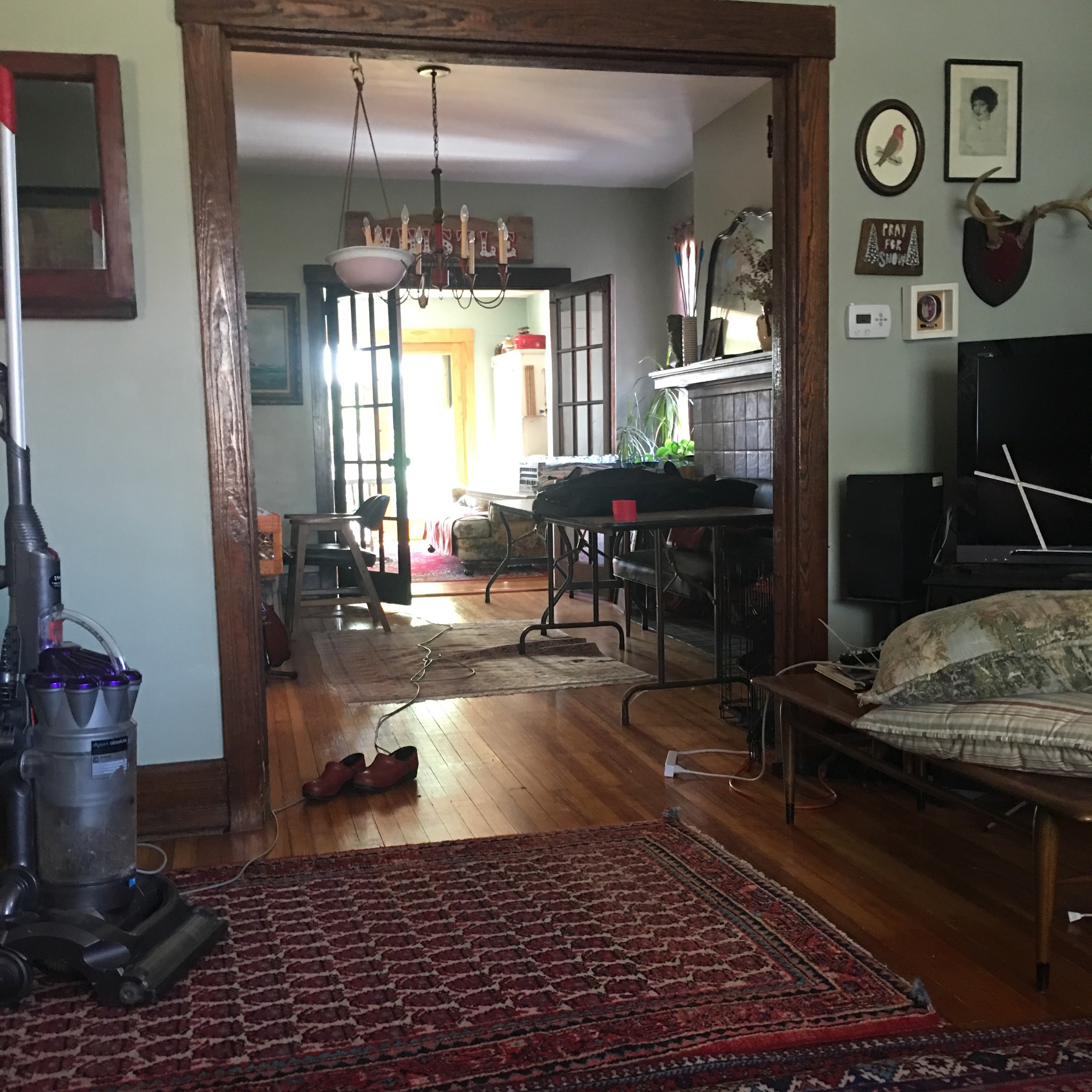 Remove all furniture. vacuum all dog hair.