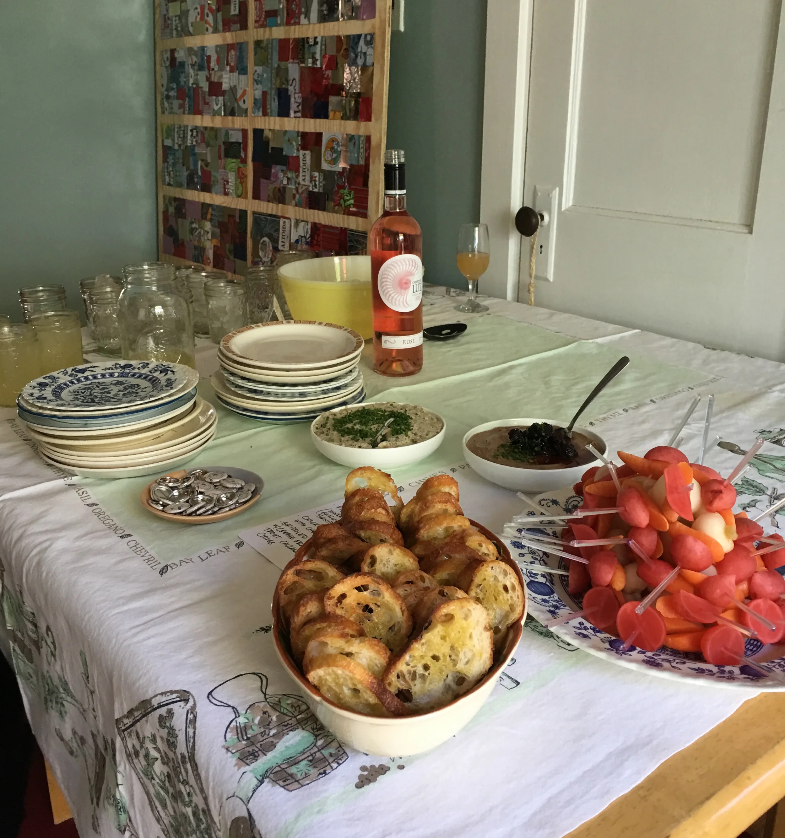 Appetizers and Full Stop cocktails for all.