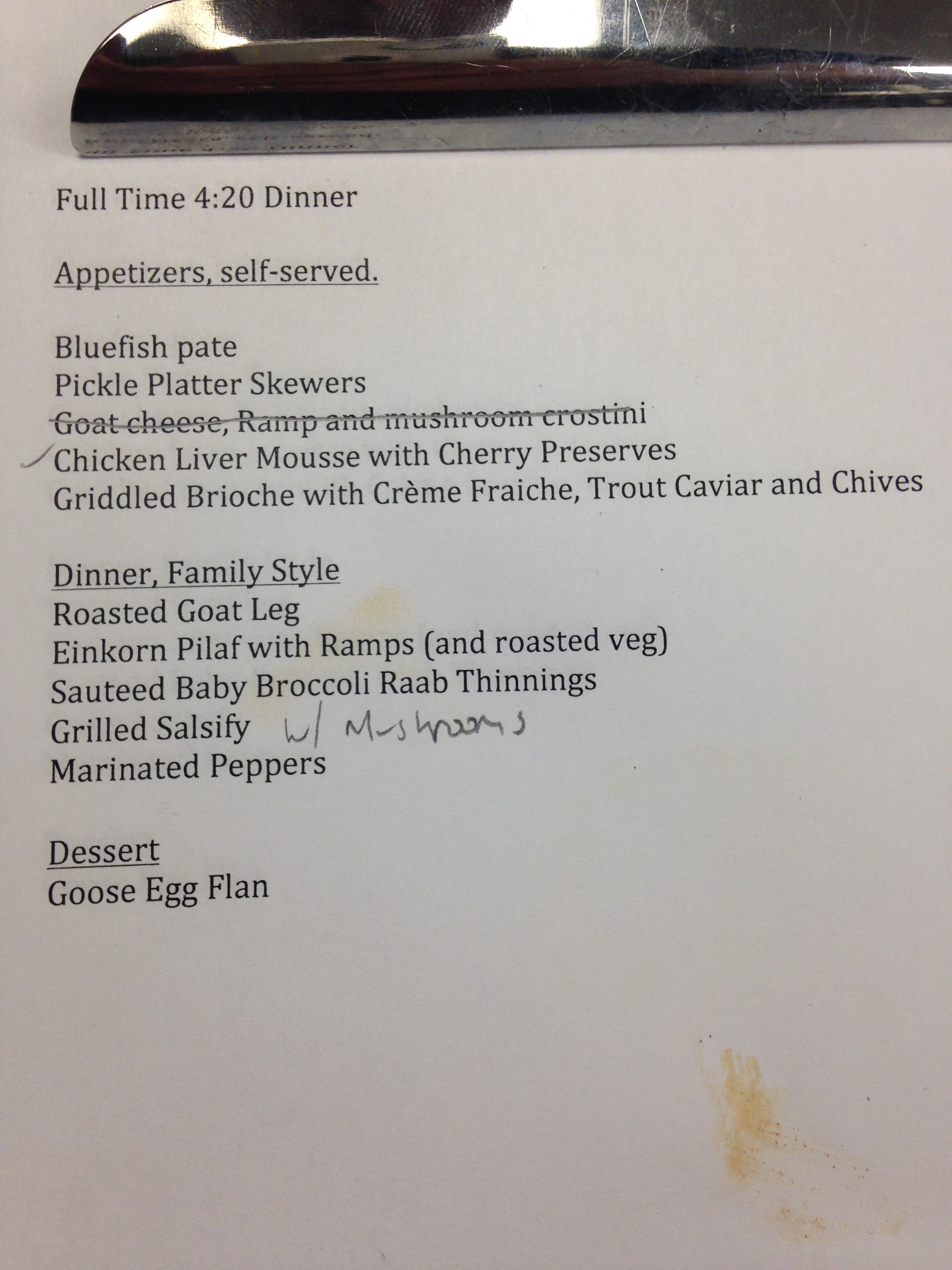 Trevett's menu. I had no idea I love einkorn so much.
