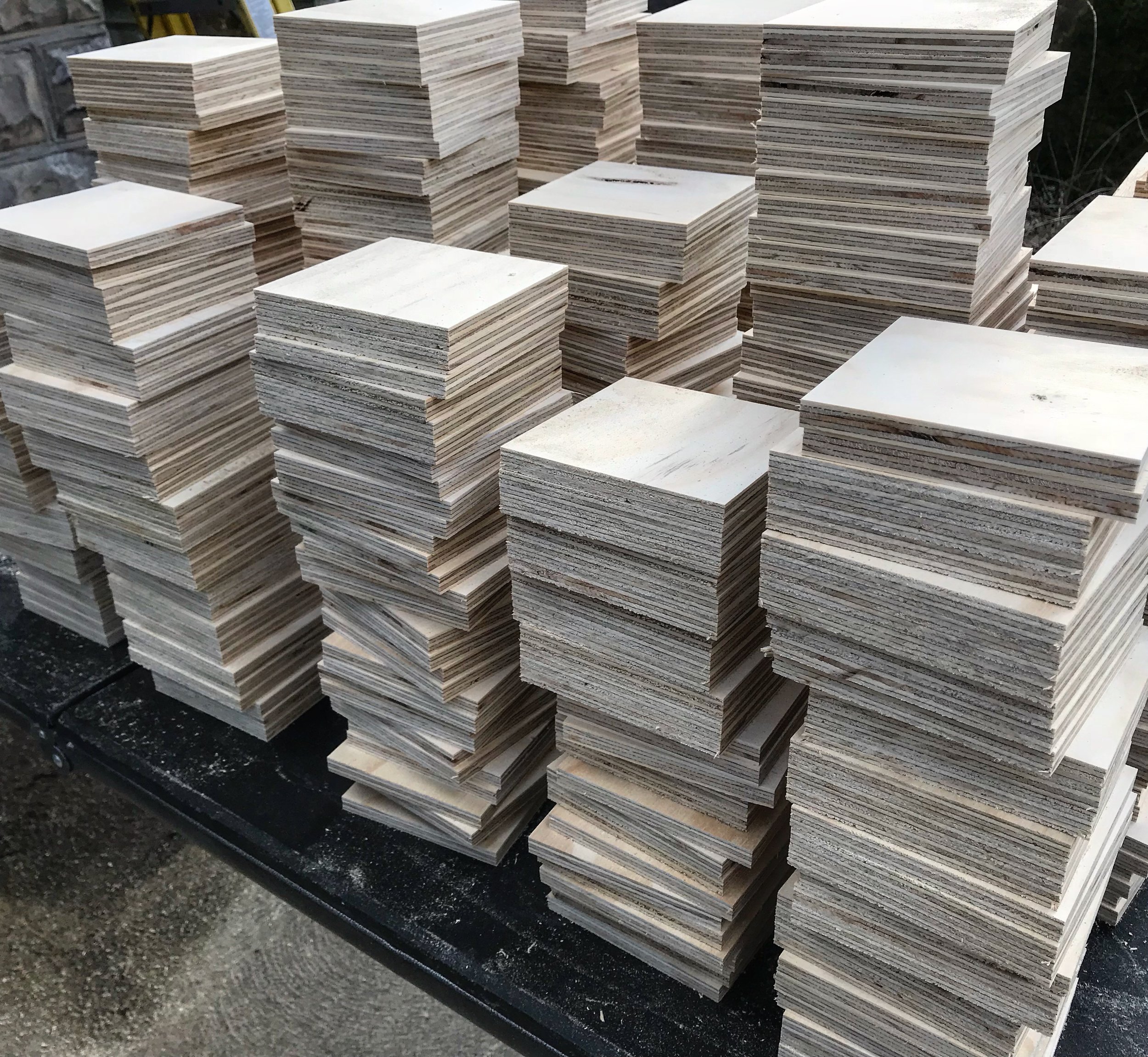 I had to yield 513 squares and then cut those on a 45º angle to yield 1026 triangles - with some overage just in case.