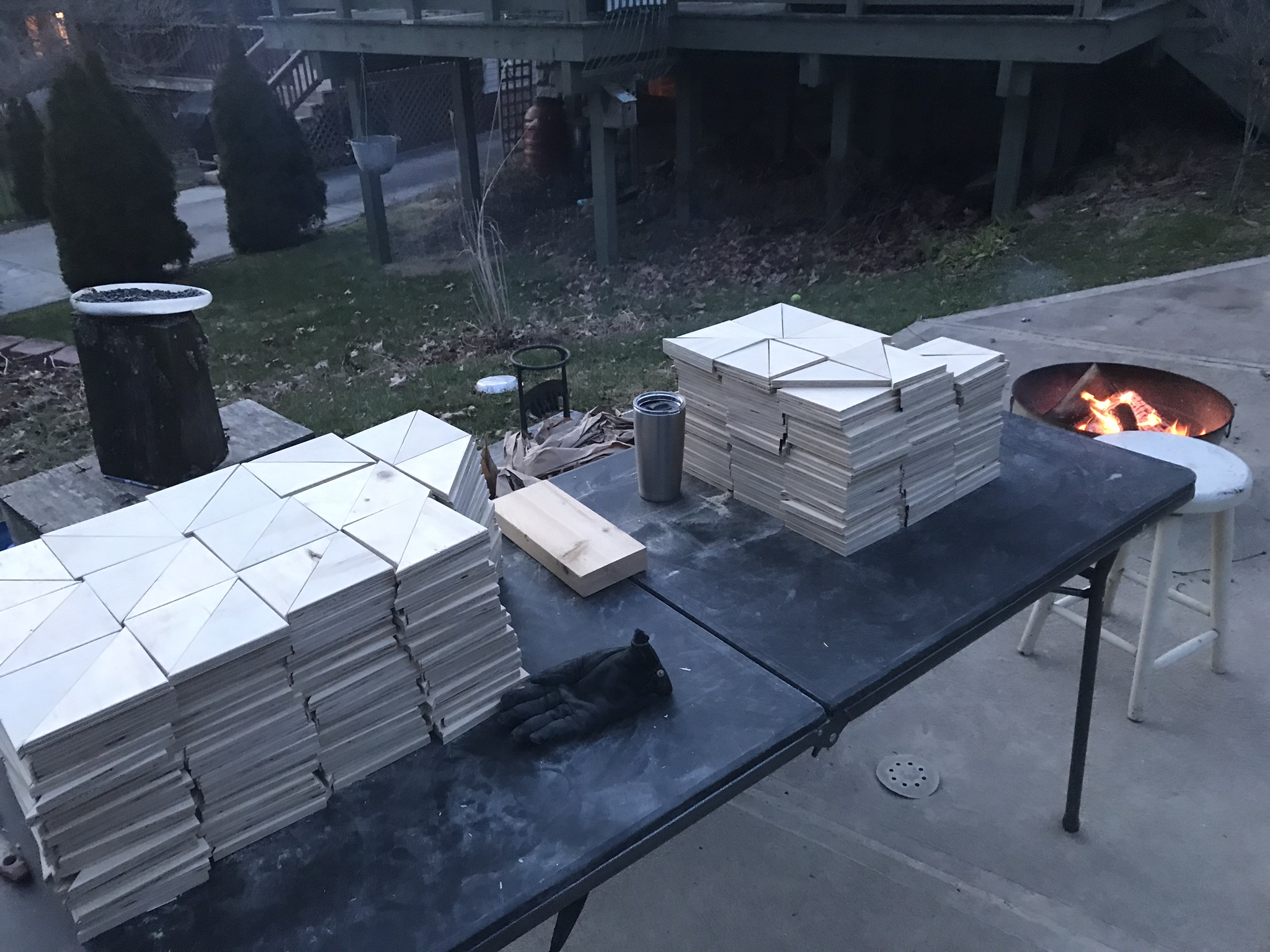 My wood shop is in the garage but expands into the driveway when it’s fire-building weather.