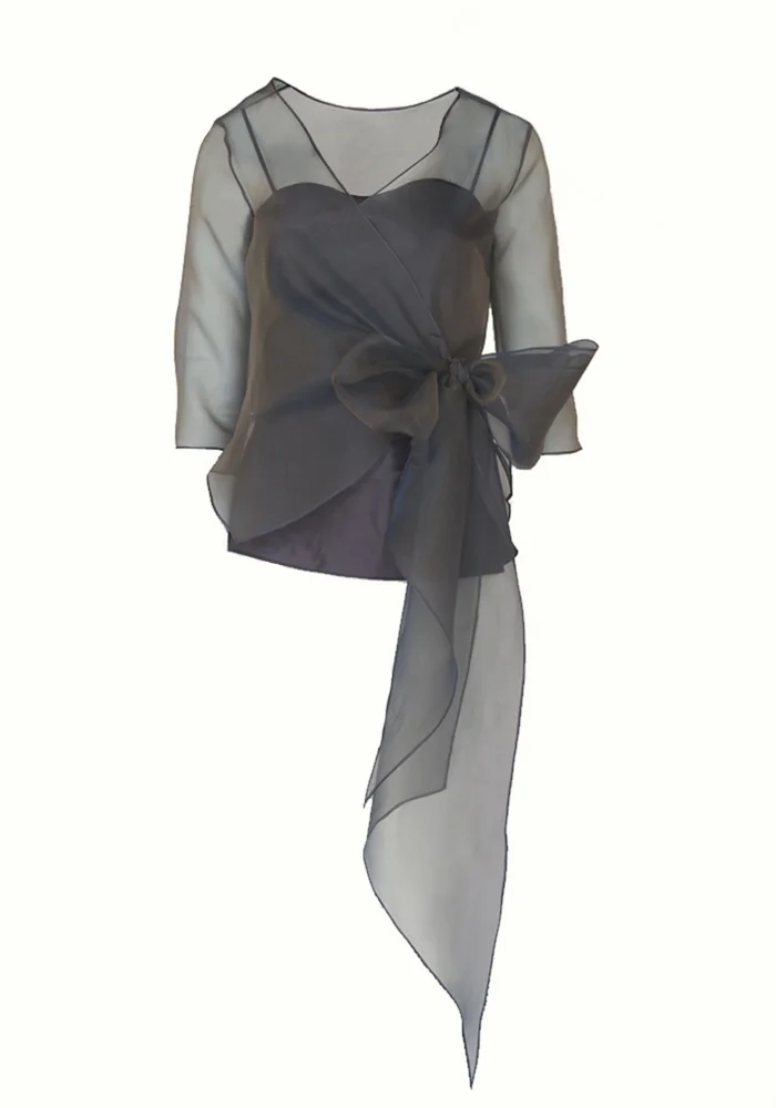 Organza Wrap Blouse Front Full Length.jpg
