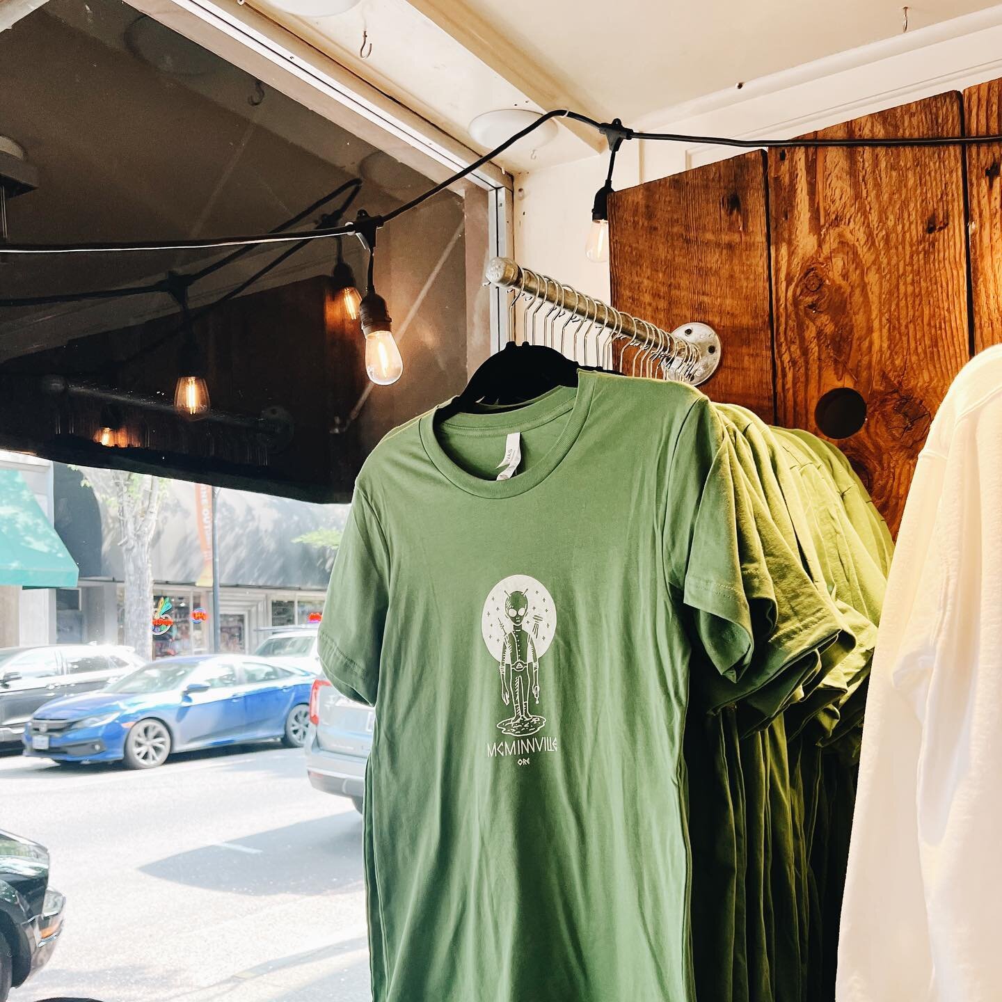 Our McMinnville Alien shirts have landed at the pop-up just in time for this weekend&rsquo;s festivities! 👽 Adult, youth and toddler sizes available, and the kids shirts feature a fun puffy design this year! Have fun out there friends! 🛸