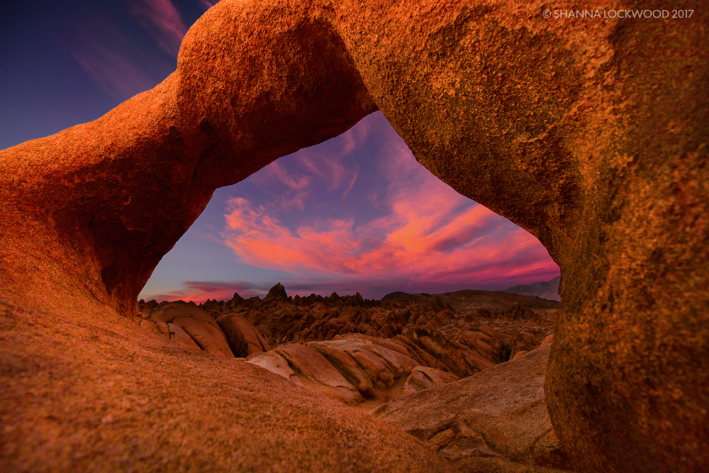  Nov 9, 2017; Death Valley, CA, USA; Sunset at Mobius Arch in Lone Pine, California. Copyright: Shanna Lockwood

 