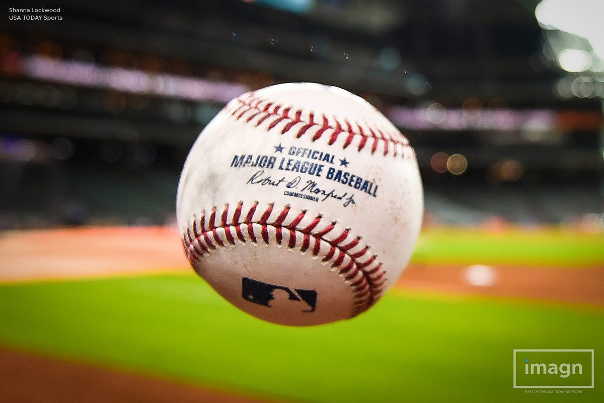 Jul 10, 2018; Houston, TX, USA; View of a major league baseball ball prior to the game between the Oakland Athletics and the Houston Astros at Minute Maid Park. Mandatory Credit: Shanna Lockwood-USA TODAY Sports