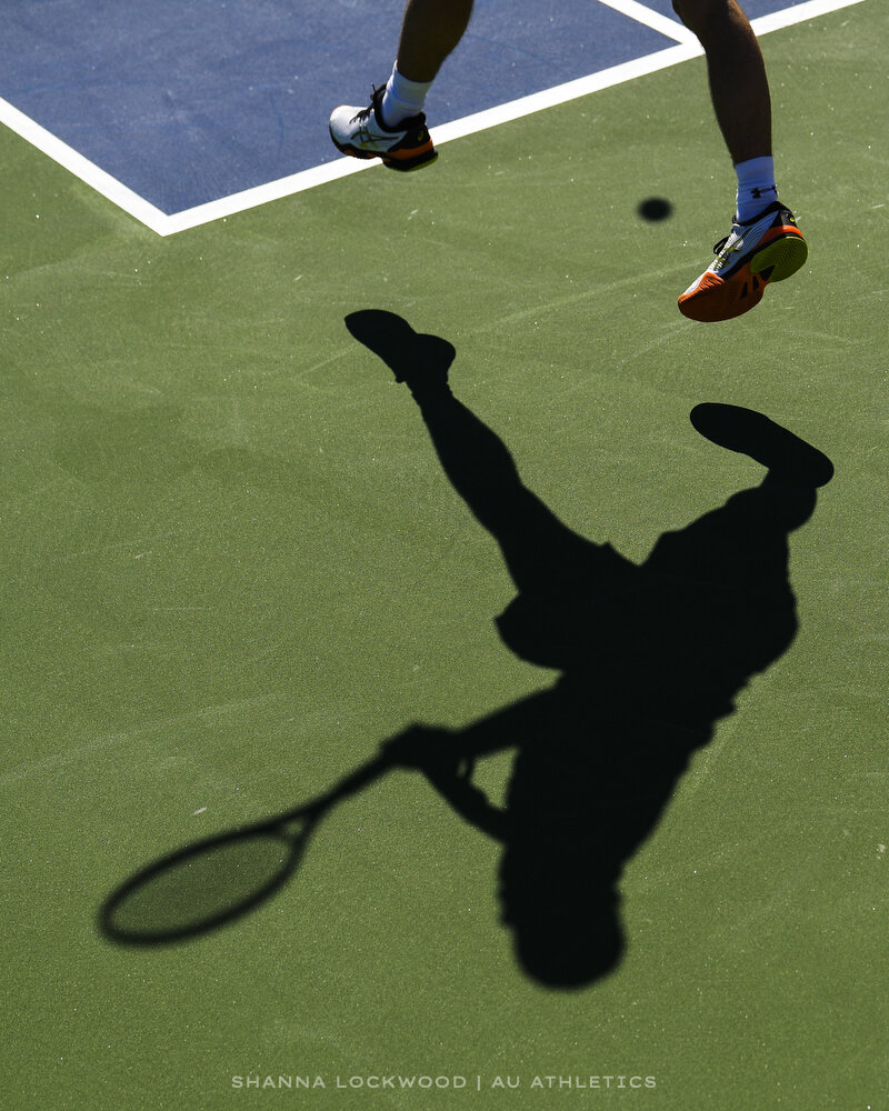  Feb 14, 2020; Auburn, AL, USA; View of a player shadow during the men's tennis match against Georgia State at Yarbrough Tennis Center. Mandatory Credit: Shanna Lockwood/AU Athletics 