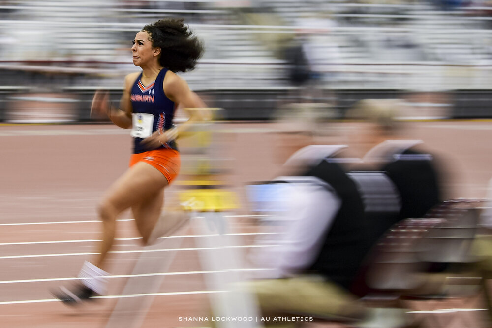  Feb 28, 2020; Auburn, AL, USA; Sarah Little long jump during the 2020 SEC Indoor Track and Field Championship at . Mandatory Credit: Shanna Lockwood/AU Athletics 