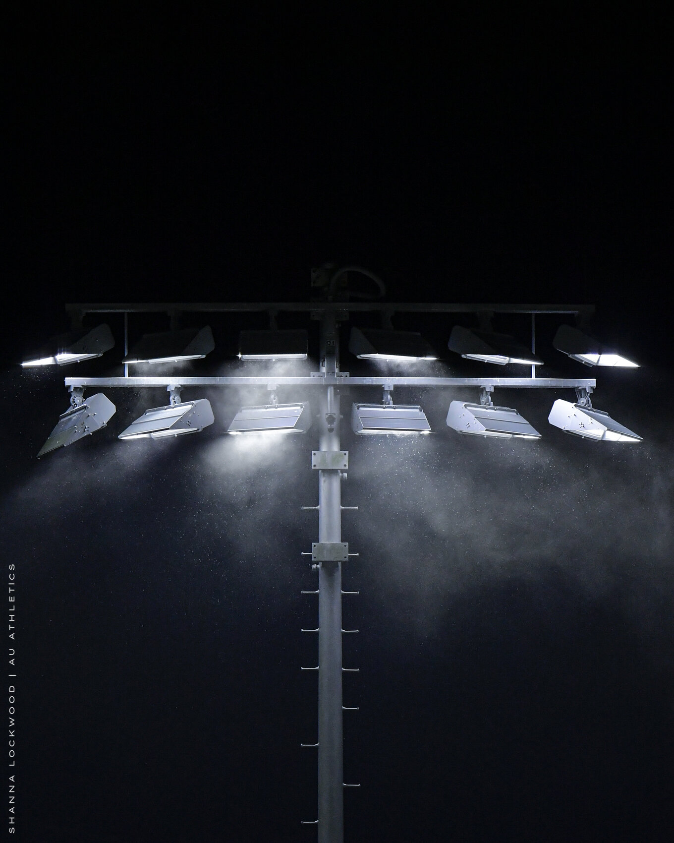  Apr 9, 2021; Auburn, AL, USA; View of haze in the stadium lights during the game between Auburn and Mississippi State at Plainsman Park. Mandatory Credit: Shanna Lockwood/AU Athletics 