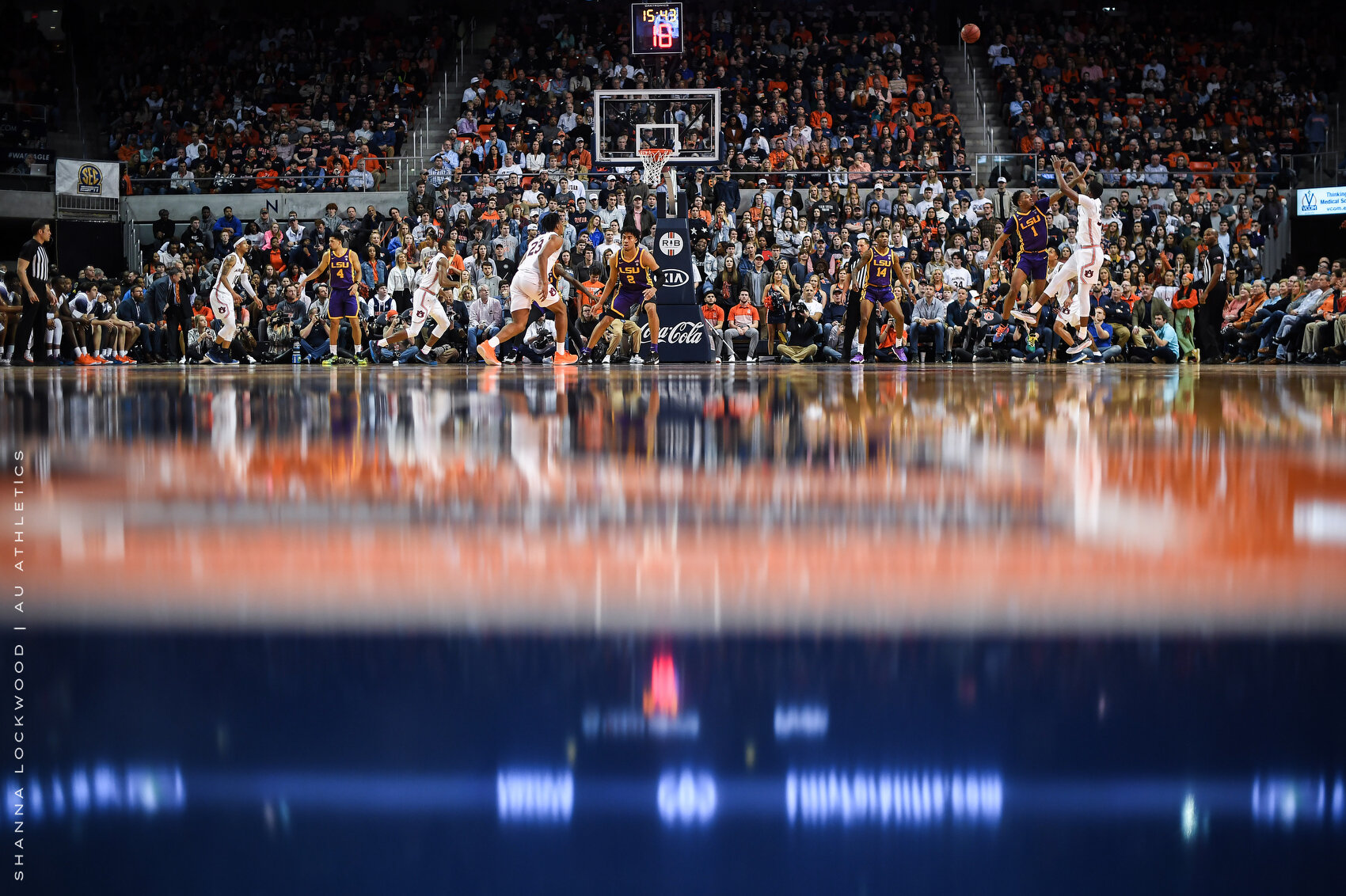  Feb 8, 2020; Auburn, AL, USA; View of  Auburn Tigers guard Devan Cambridge (35) shooting during the game against LSU at Auburn Arena. Mandatory Credit: Shanna Lockwood/AU Athletics 