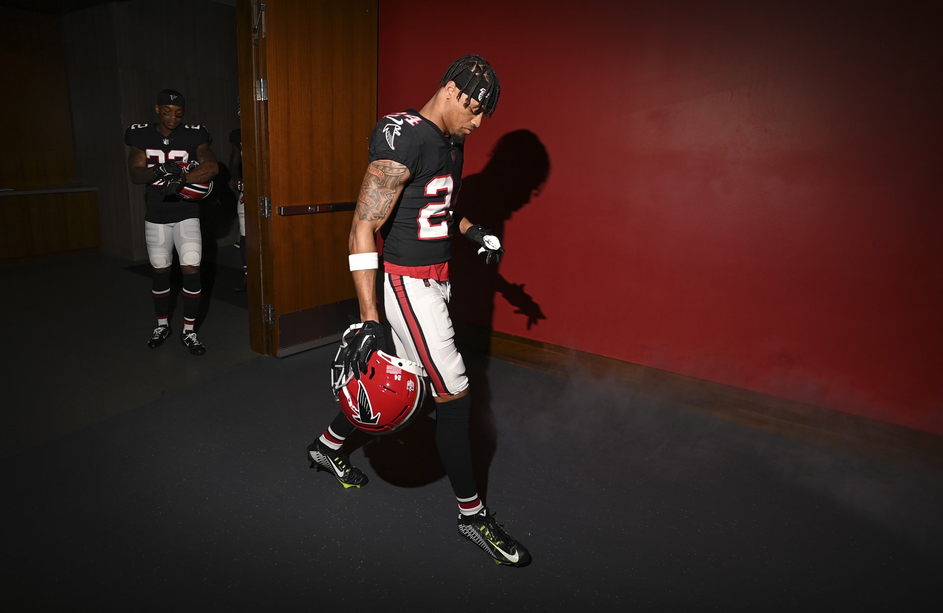  Atlanta Falcons cornerback A.J. Terrell #24 prepares to take the field prior to the game against the Pittsburgh Steelers at Mercedes-Benz Stadium in Atlanta, Georgia on Sunday, December 4, 2022. (Photo by Shanna Lockwood/Atlanta Falcons) 