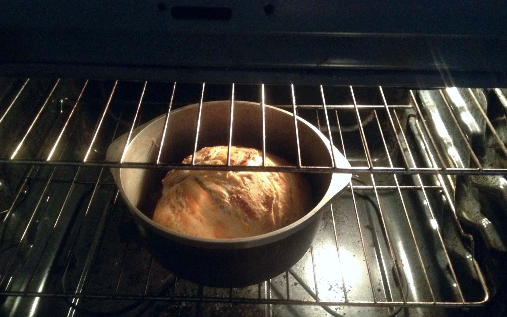 1st sourdough bread by a filmmaker friend (Katya Gorker) in Philadelphia using starter originally received from a Boston musician (Shaw Pong Liu).