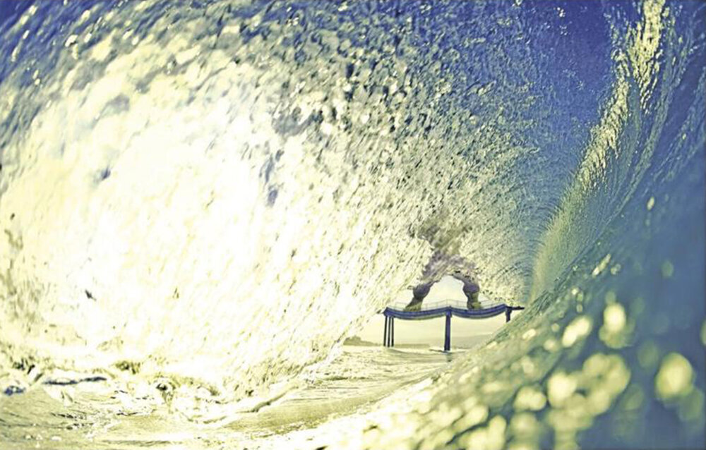  Bo Bridges puts Marvel superheroes into photos to create a "Where's Waldo" effect. In this photo illustration, the hulk stands on a pier while waves crash nearby.(Courtesy of Bo Bridges. 