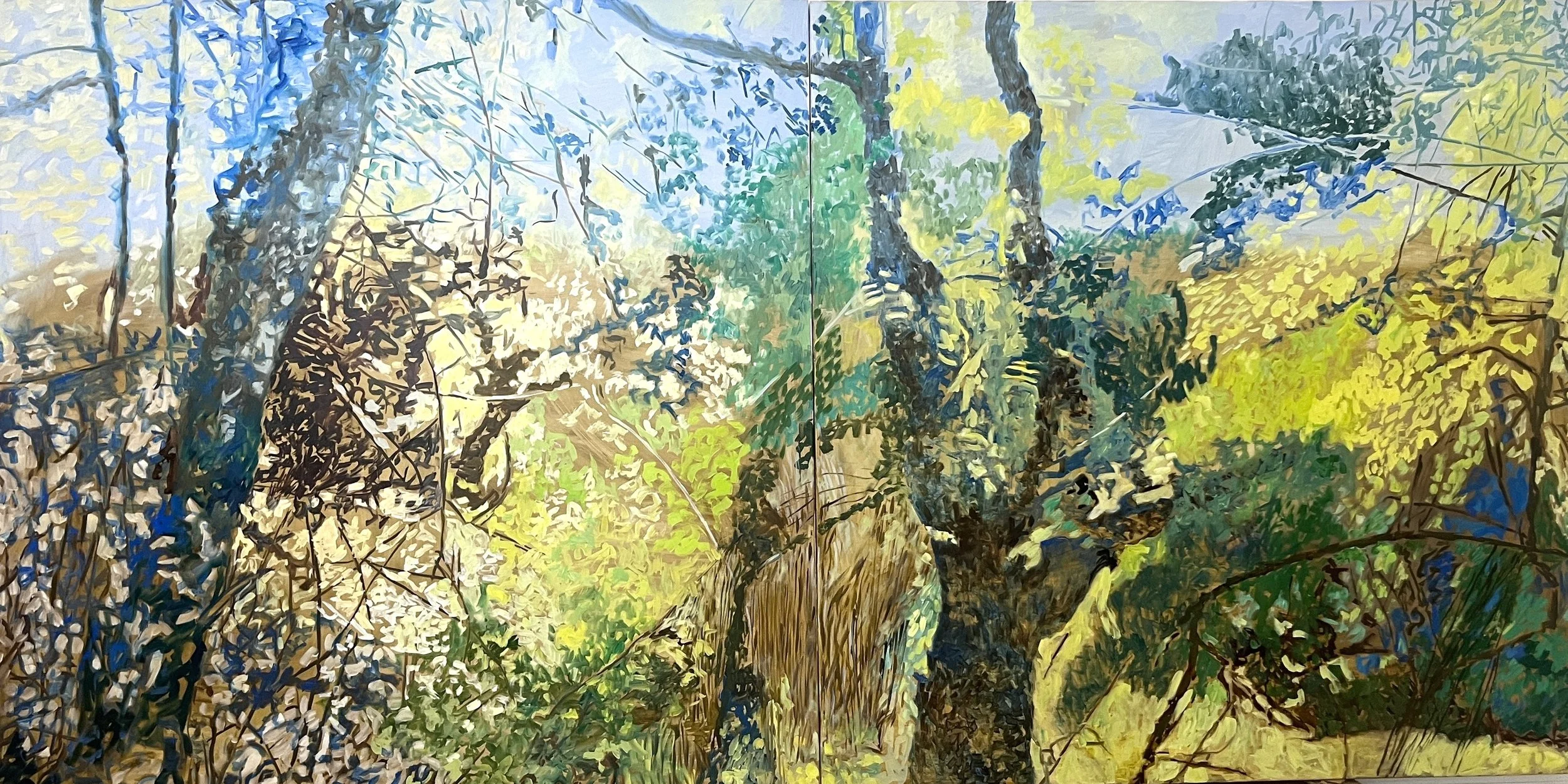 Michal Perry Golden rising of dawn 60x120%22 two panels.JPG