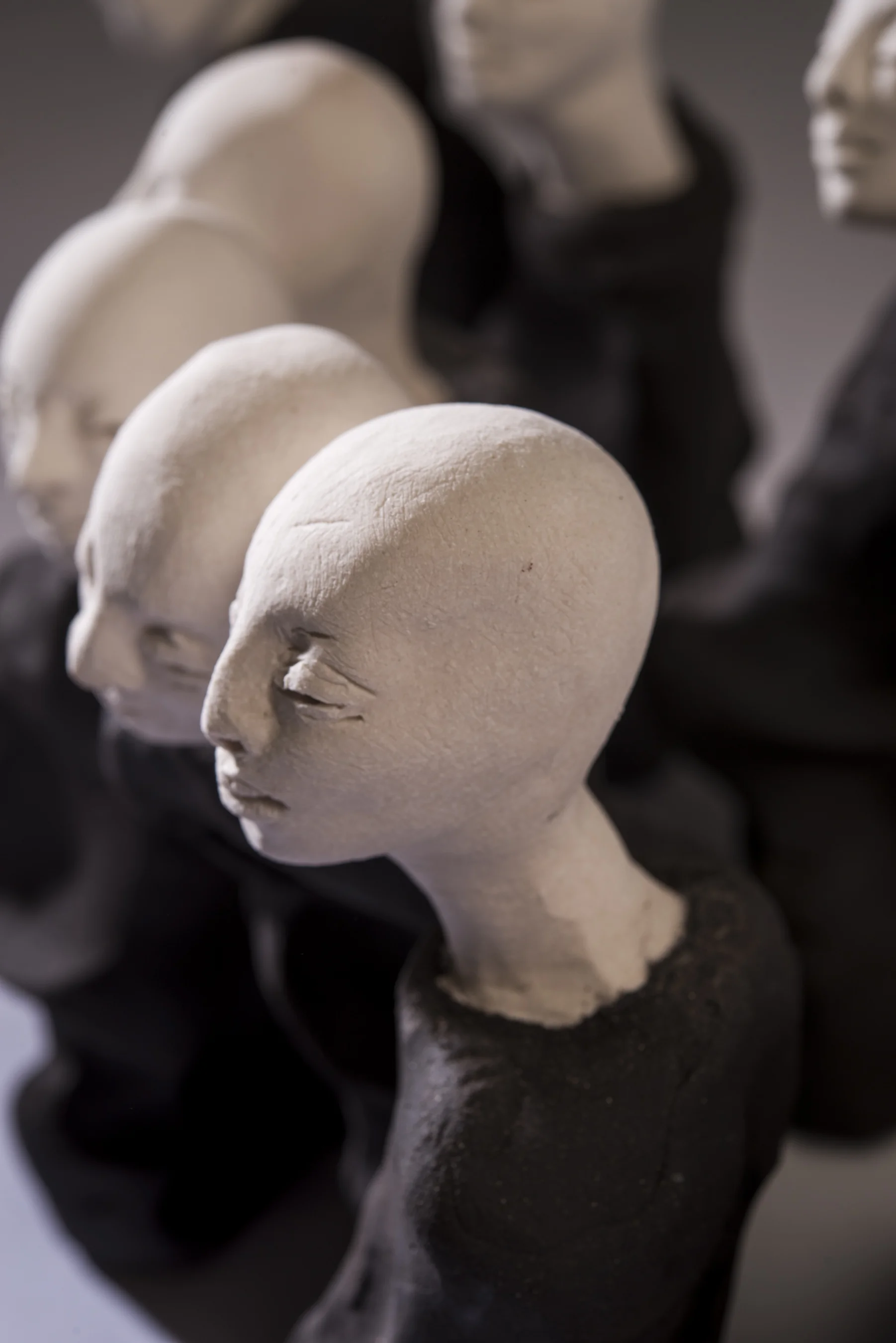 Crowd II \ porcelain and black clay \ 17cm x 7 cm \ Norwood Photography.