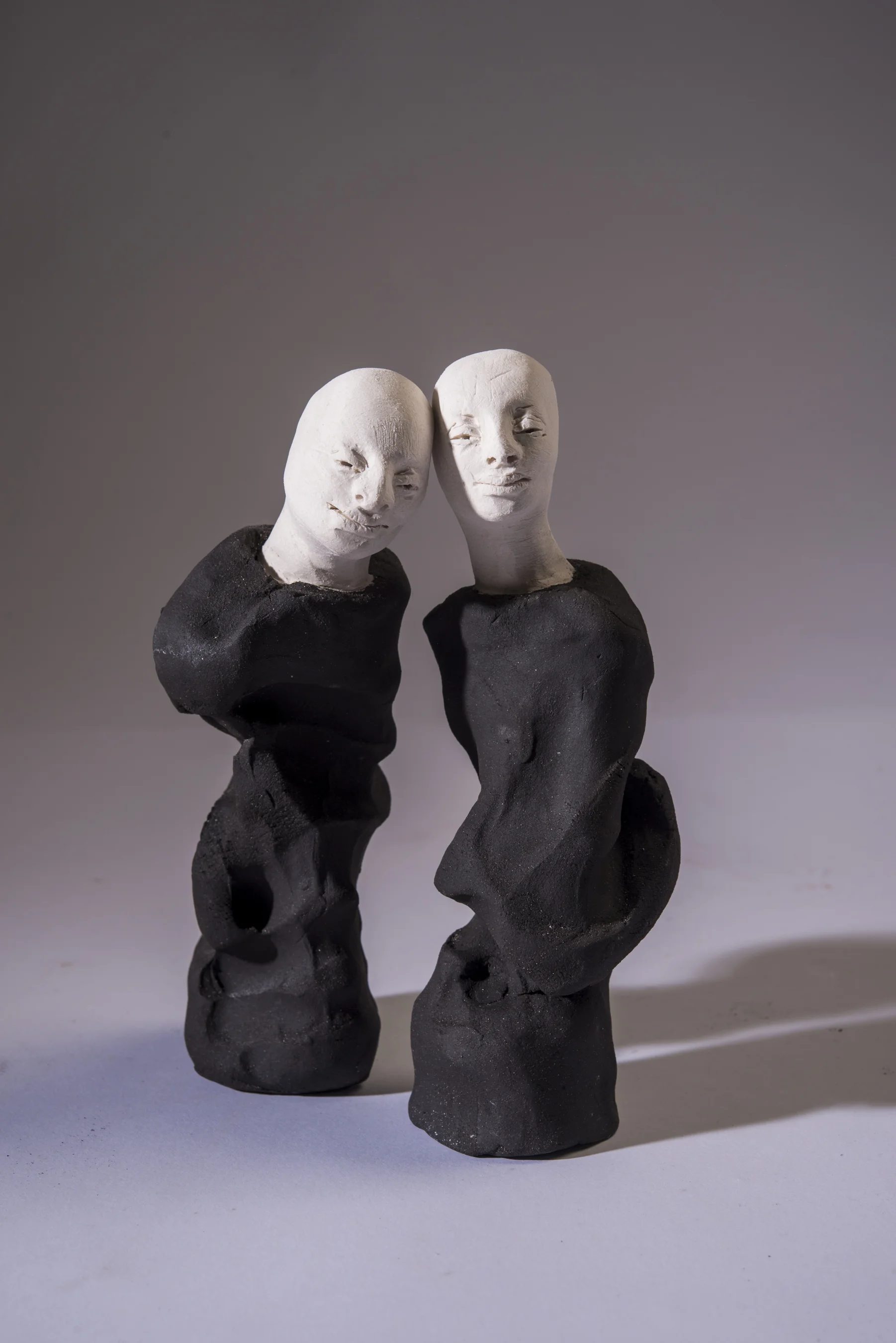 The Lovers \ porcelain and black clay \ 18cm x 14 cm \ Norwood Photography.