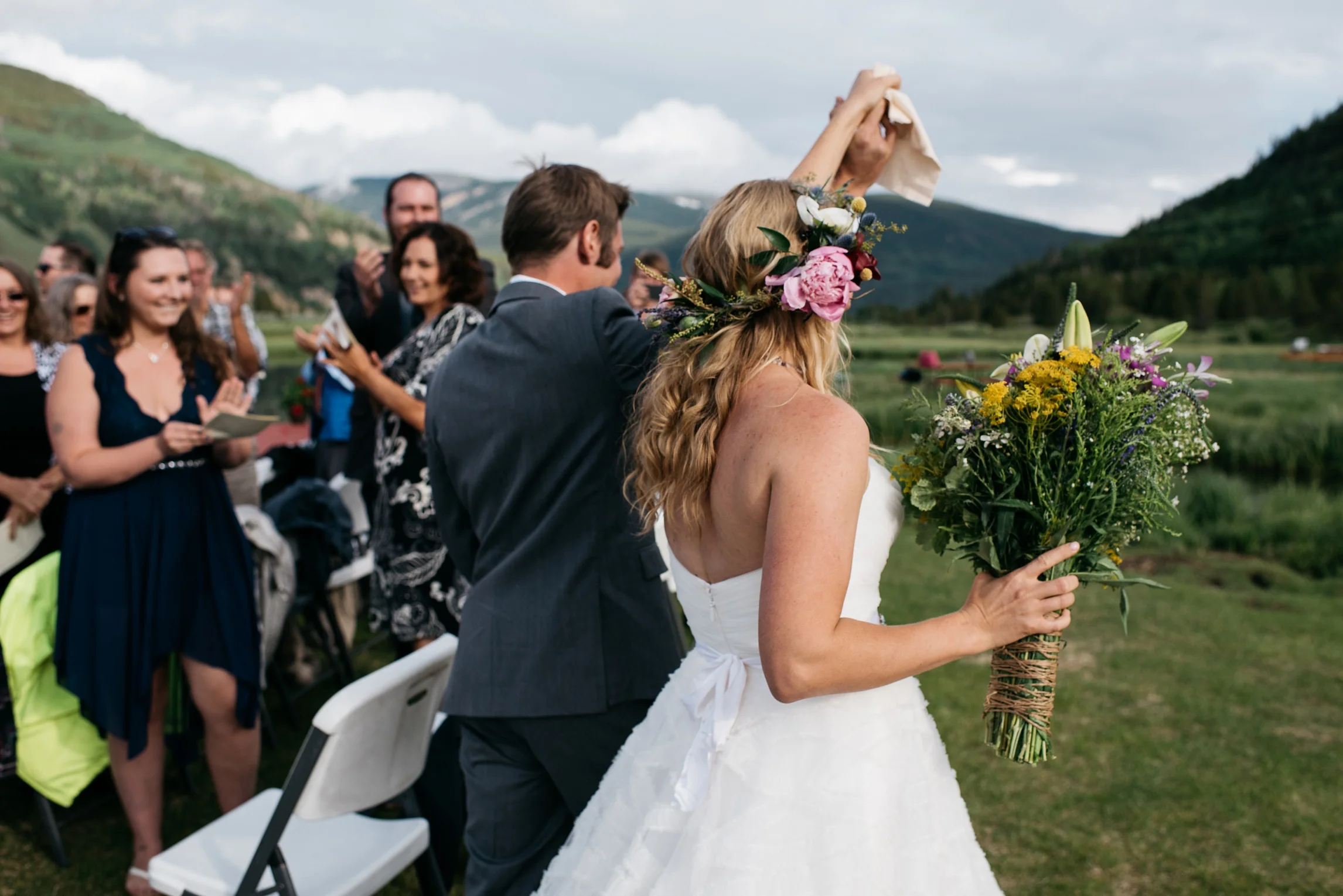 Karen and Doug are married at Camp Hale near Vail, Colorado. Wedding photography by Sonja Salzburg of Sonja K Photography.