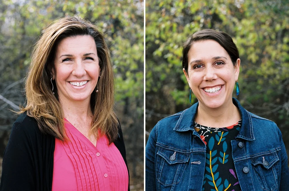 Jennifer Ivans of Beautiful Beginnings Birth Services and Katie Piccolo of Branches of Love Birth Services at Lee Martinez Park in Fort Collins, Colorado. Corporate headshot portrait photography by Sonja Salzburg of Sonja K Photography.&nbsp;