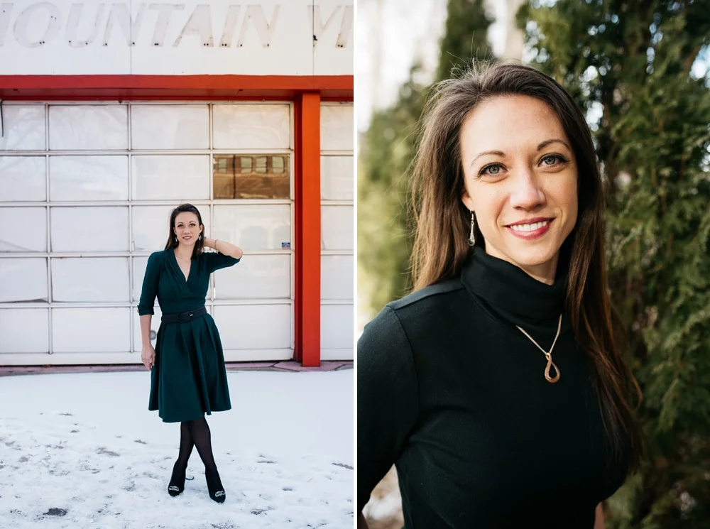 A fashion model in Old Town Fort Collins, Colorado. Fashion portrait photography by Sonja Salzburg of Sonja K Photography.&nbsp;