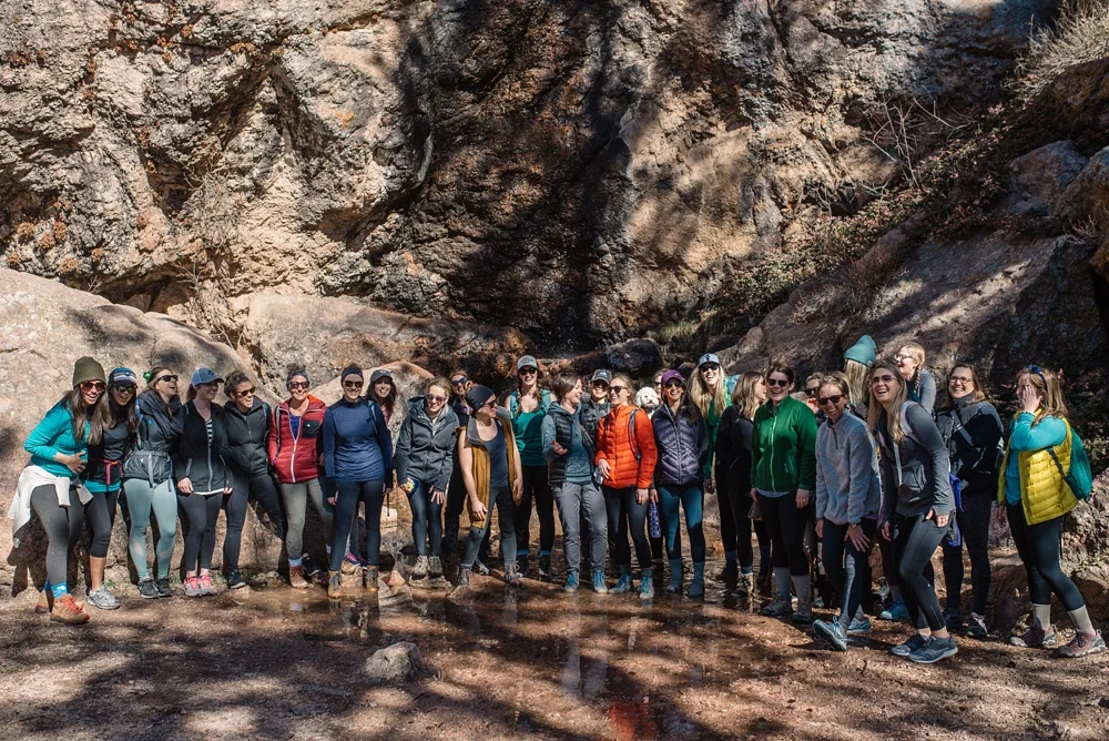 The participants from a Jacki Carr and Women and Inc Goals Hike at Horsetooth Mountain Open Space outside of Fort Collins, Colorado. Event photography by Sonja Salzburg of Sonja K Photography.&nbsp;