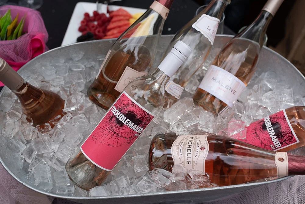 Rose wine on ice ready for the Fortified Collaborations Pinked. event at Cafe Vino in Fort Collins, Colorado. Event photography by Sonja Salzburg of Sonja K Photography.&nbsp;