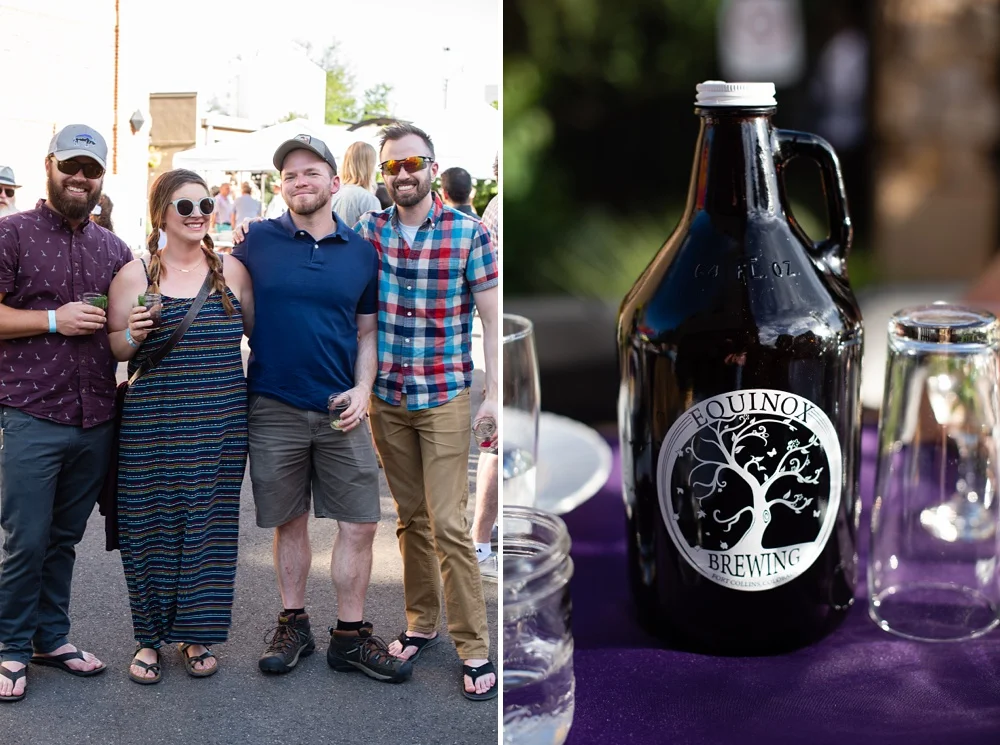 Patrons enjoying the Fortified Collaborations Second Sunday Supper Farm Dinner with beer by Equinox Brewing in Montezuma Fuller Alley in Old Town Fort Collins, Colorado.&nbsp; Event and food and beverage photography by Sonja Salzburg of Sonja K Phot…