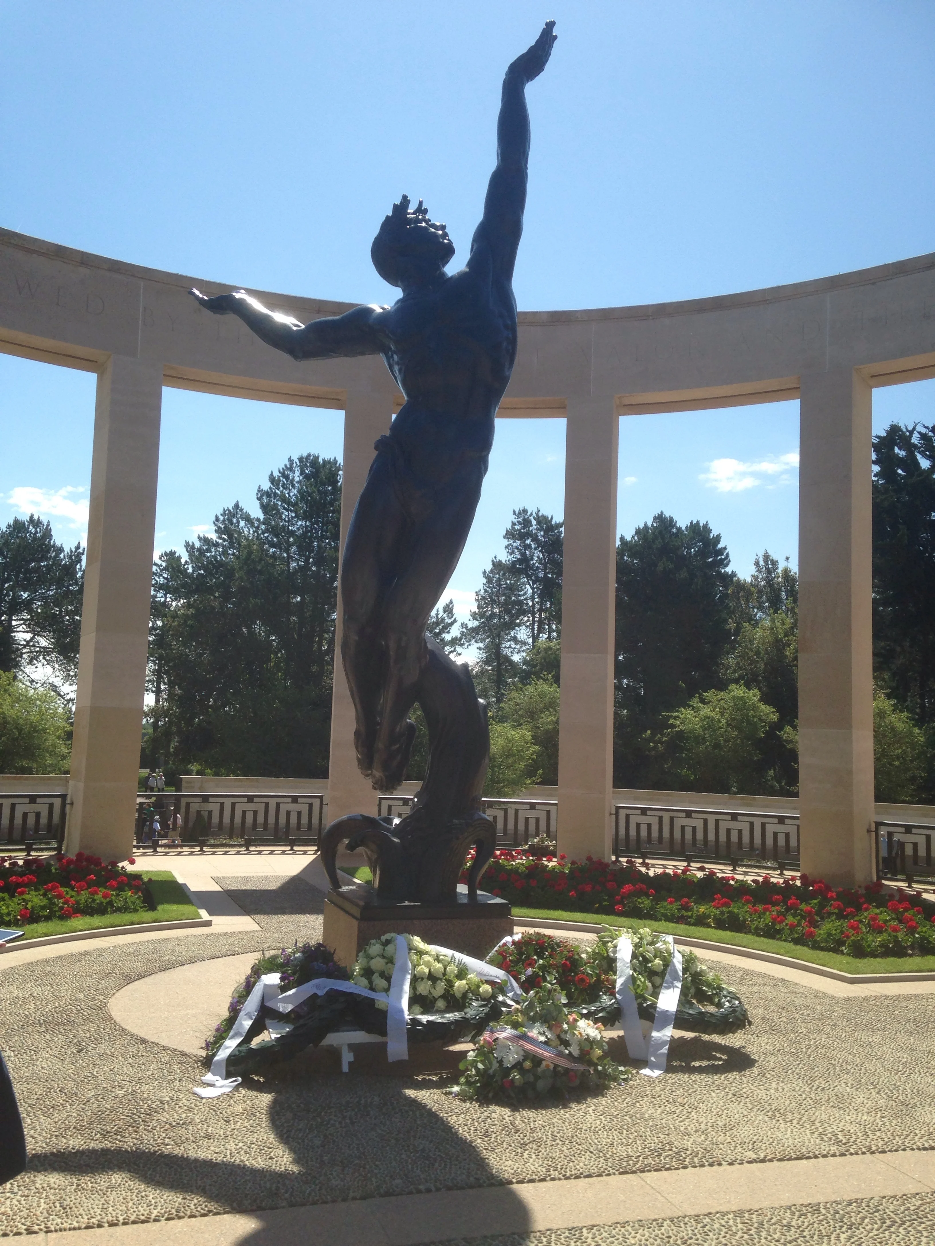 Ceremonial wreaths laid in the center of the gorgeous memorial shrine