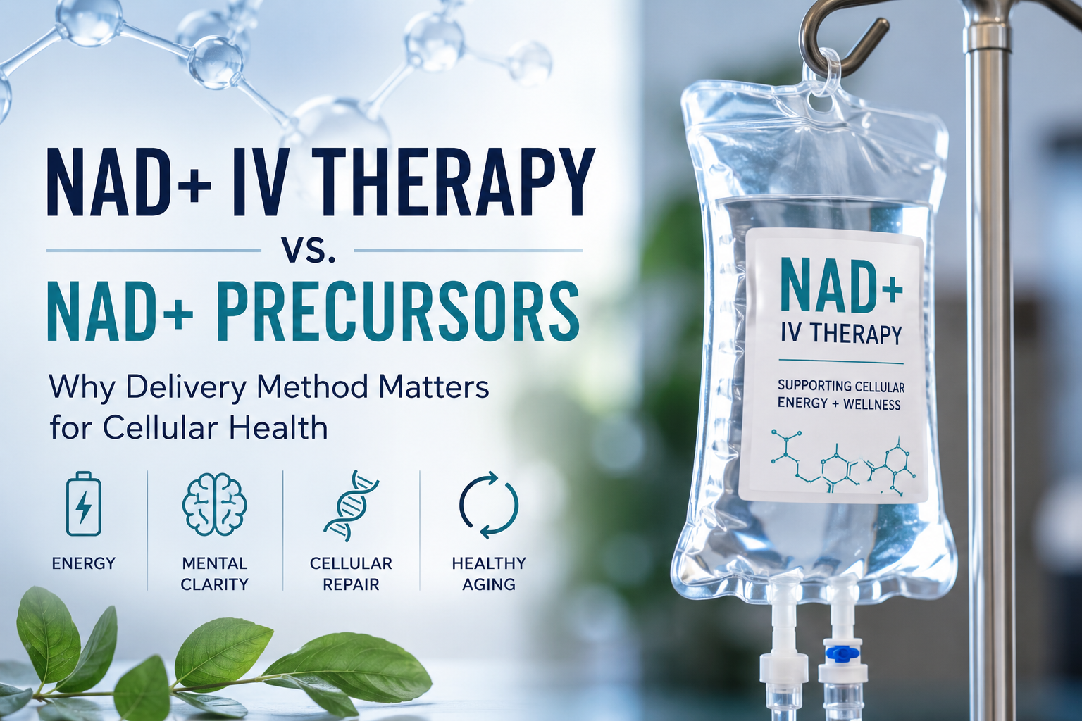 NAD+ IV Therapy vs. NAD+ Precursors: Why Delivery Method Matters for Cellular Health