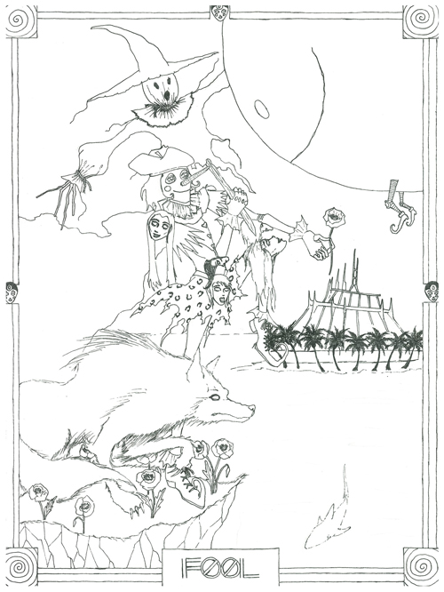 The Fool illustration pre-colorization
