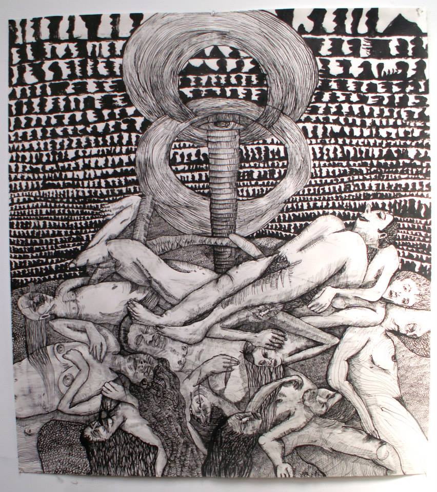 The eye of God looks down upon a dystopian prison system in another of Shuquem's works for the Medieval Crimes series...