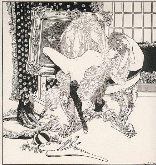 Meeting Within My Body presents an example of von Bayros' recurring theme of bestiality. 