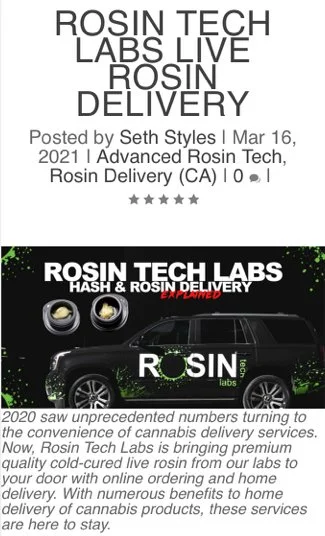Rosin Tech Labs Live Rosin Delivery