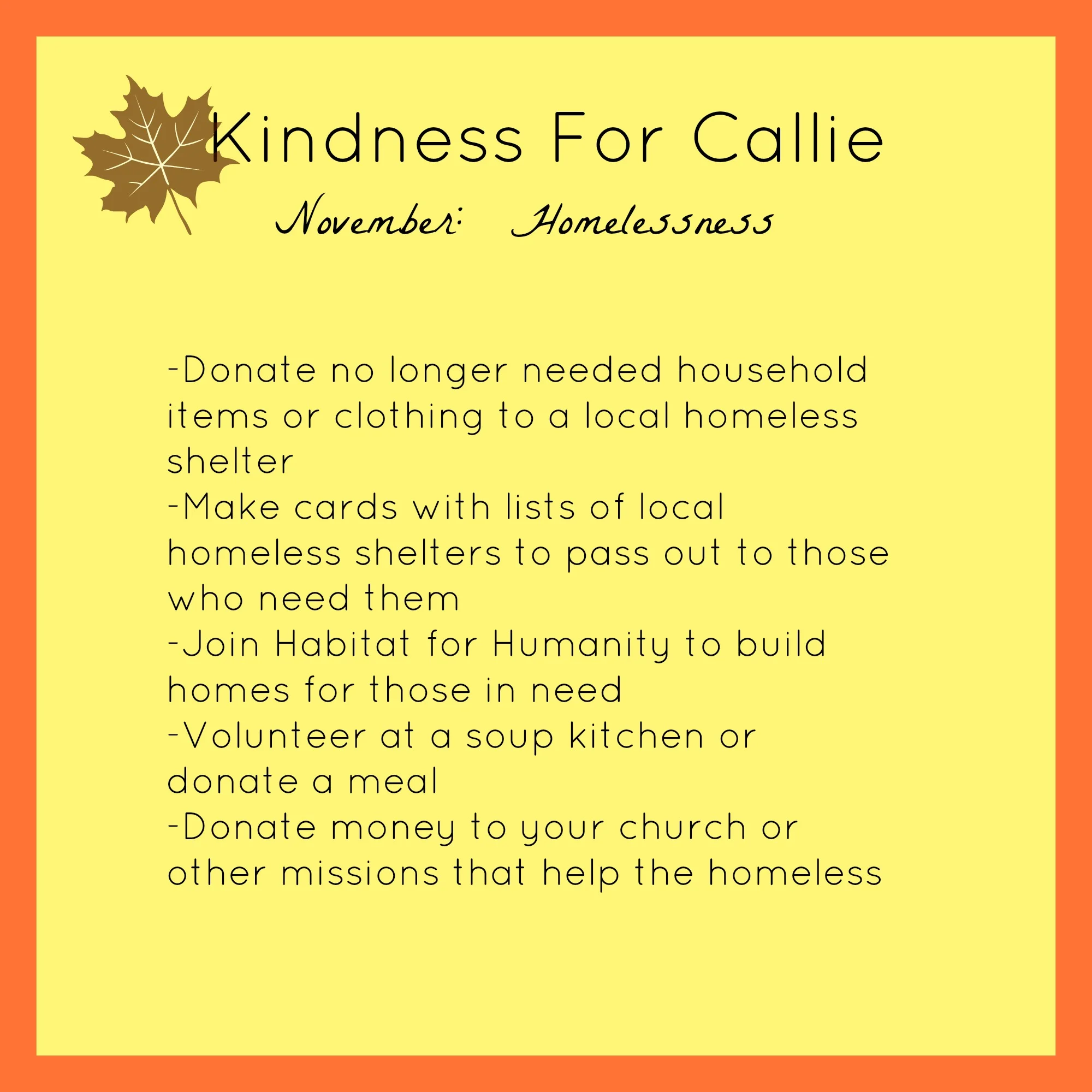 Nov. Kindness for Callie