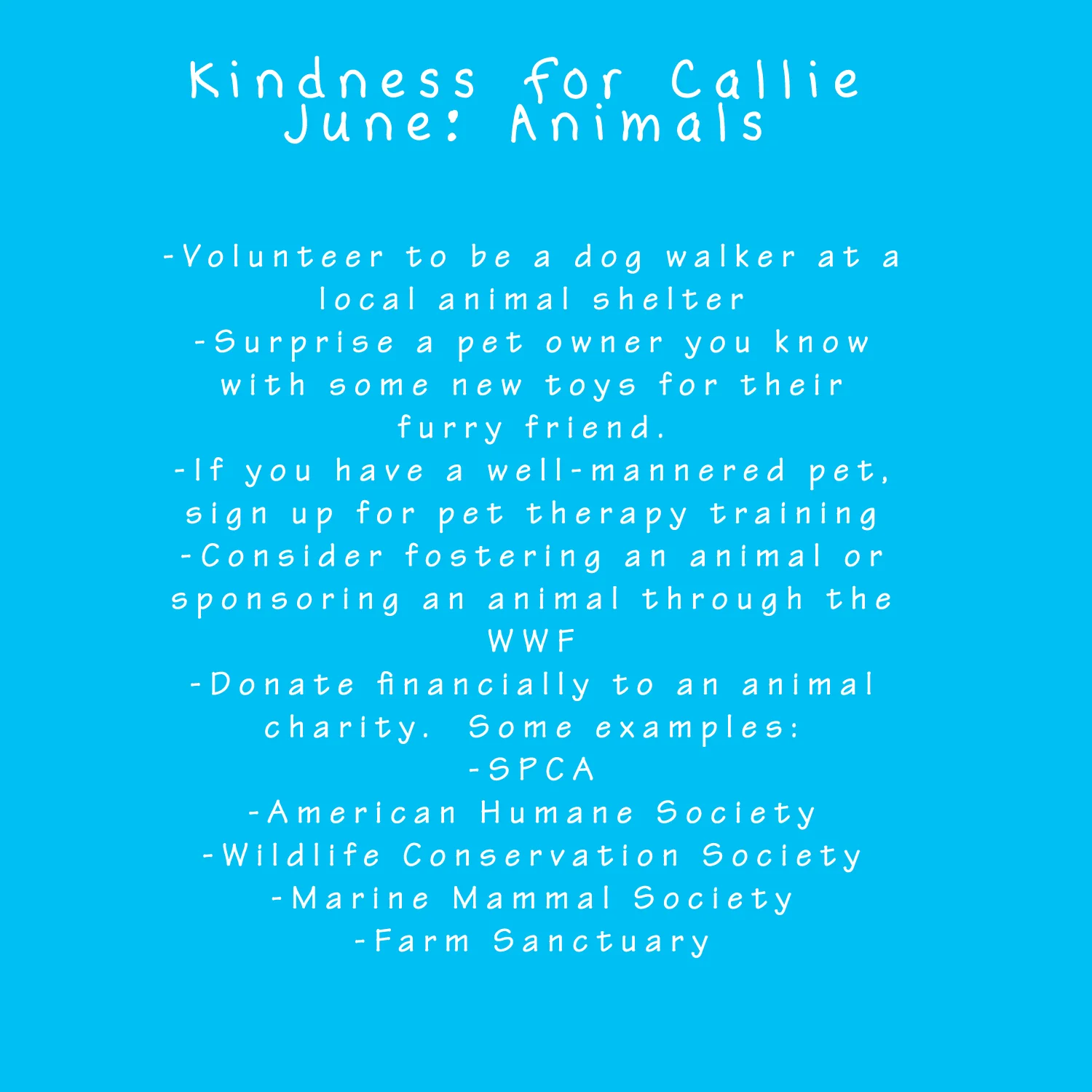 June K4C:  Animals (Really Late!!)