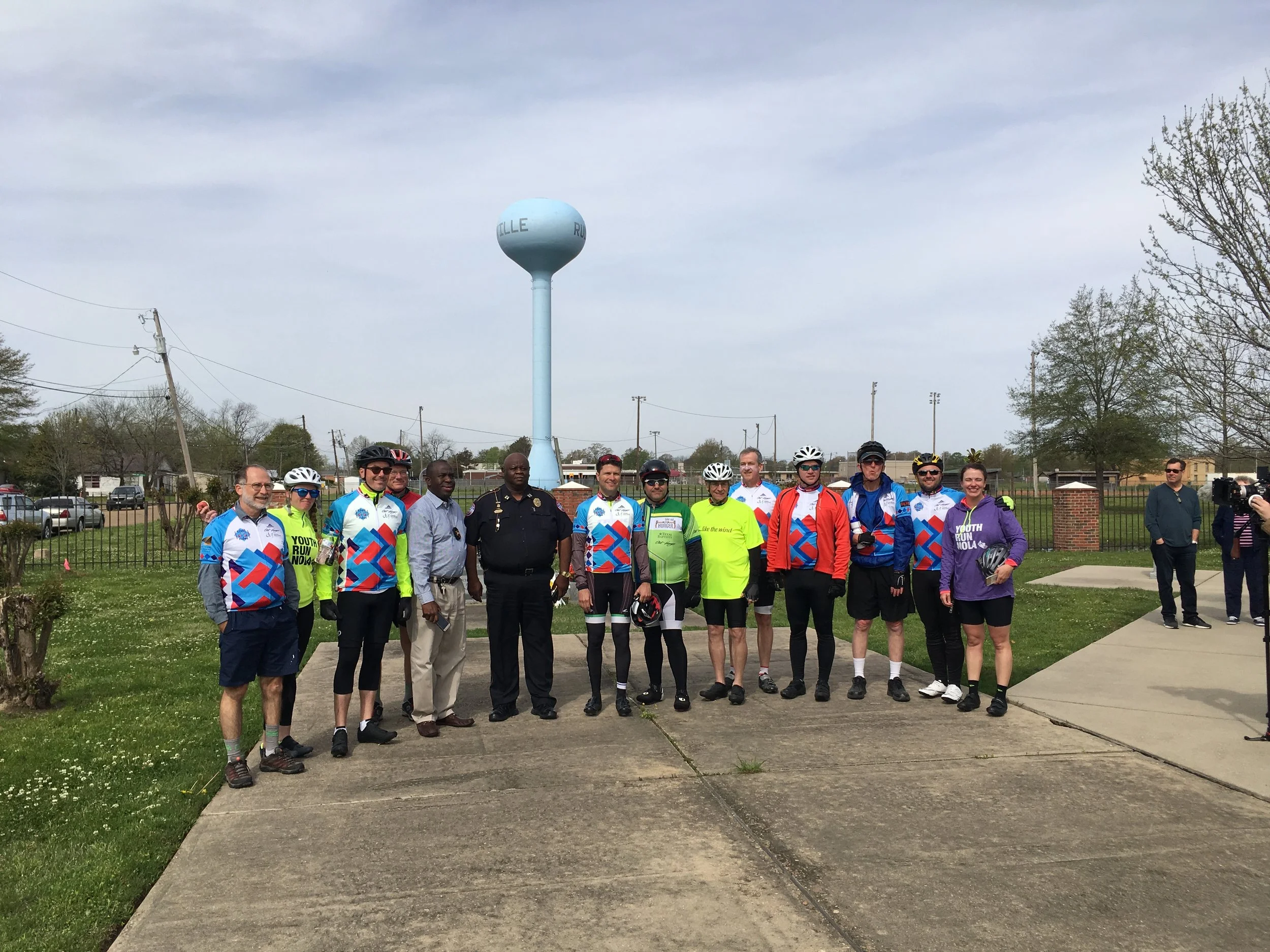 Riders with local officials at Hamer Park, Ruleville, MS.