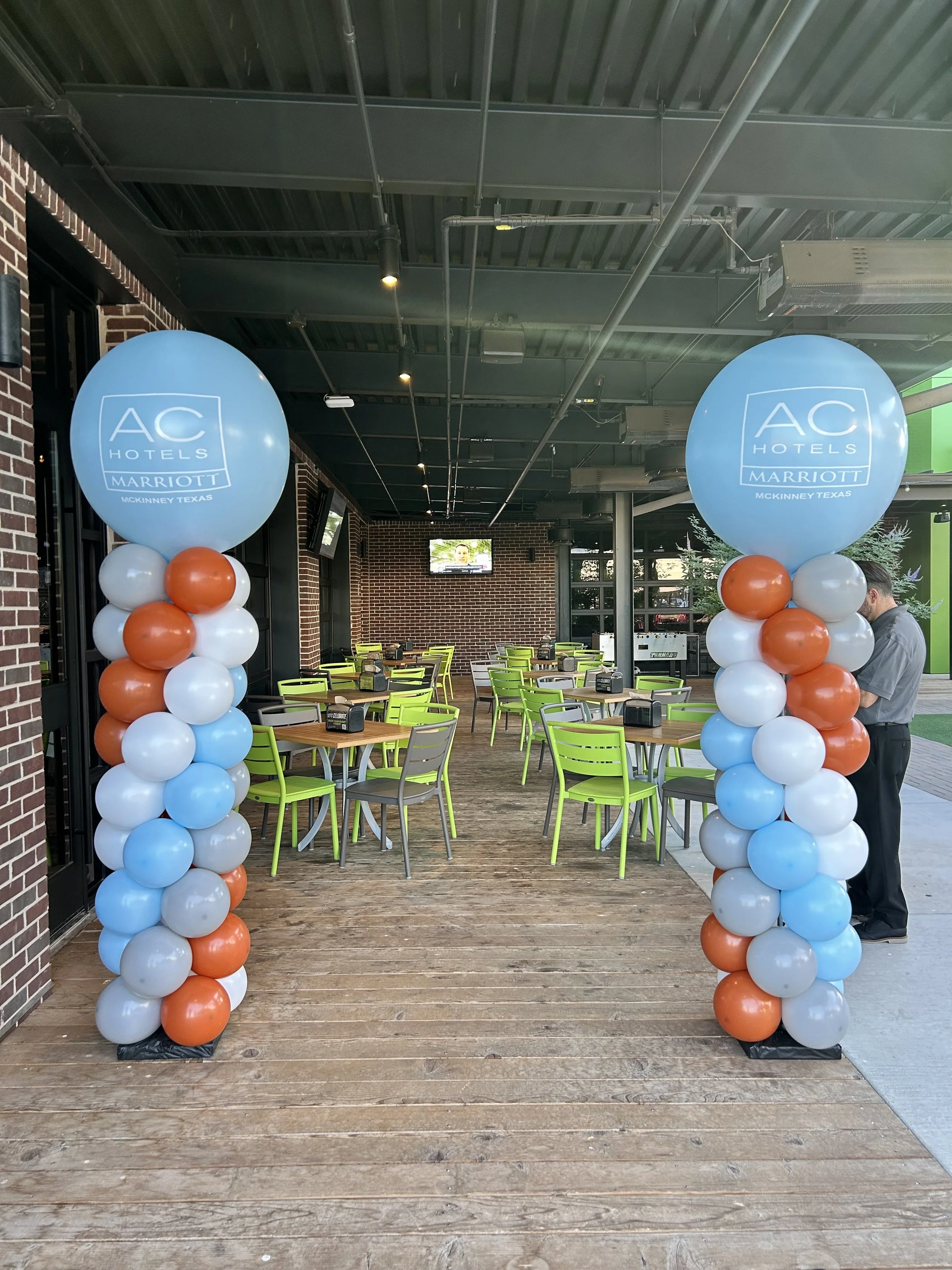 Balloons Columns with Custom Vinyl Logo
