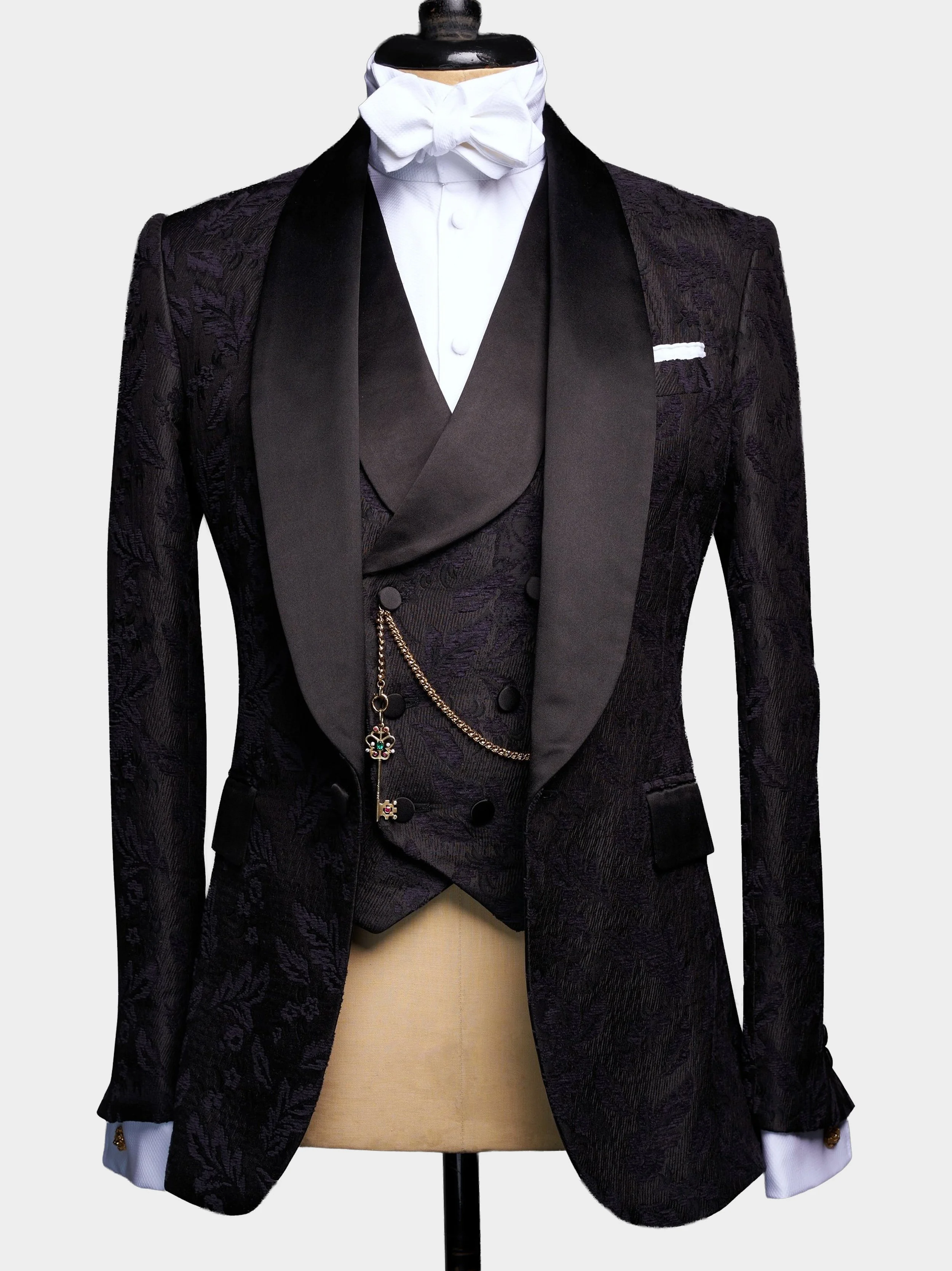 Black Floral Flock And Silk Dinner Suitfront.jpg