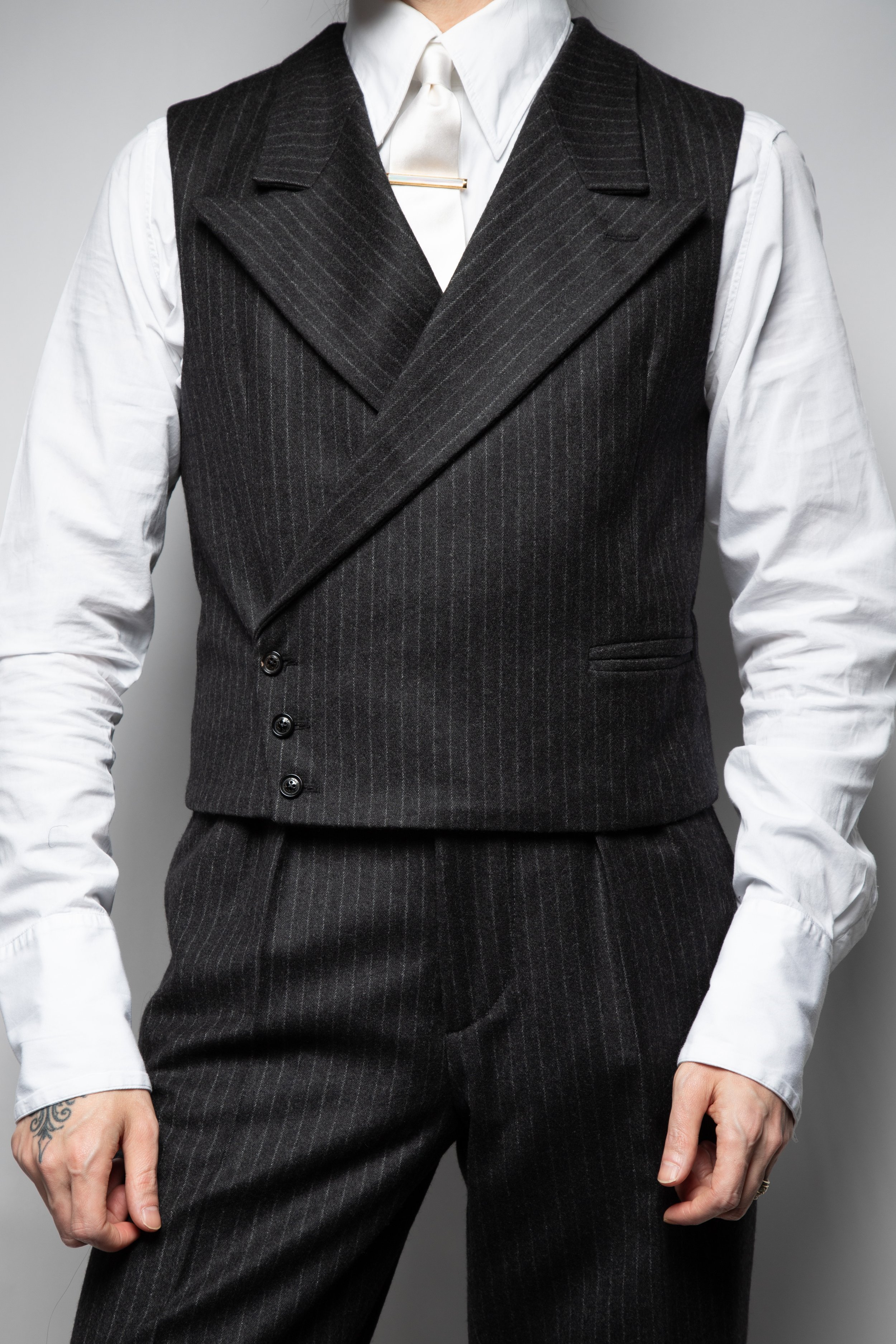 Grey Flannel Stripe Waistcoat