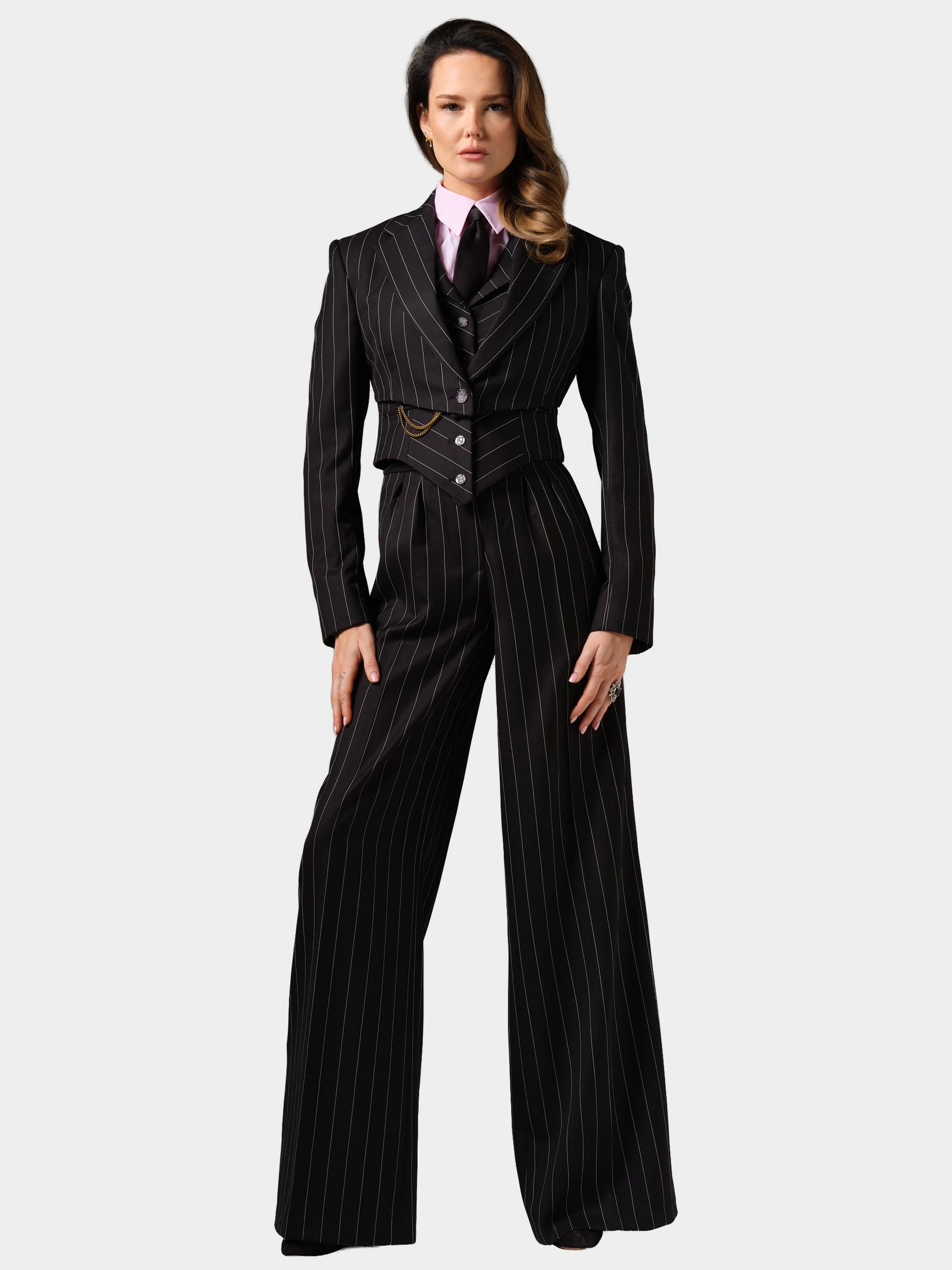 Black And White Dotted Pinstripe Bolero Suit.jpg