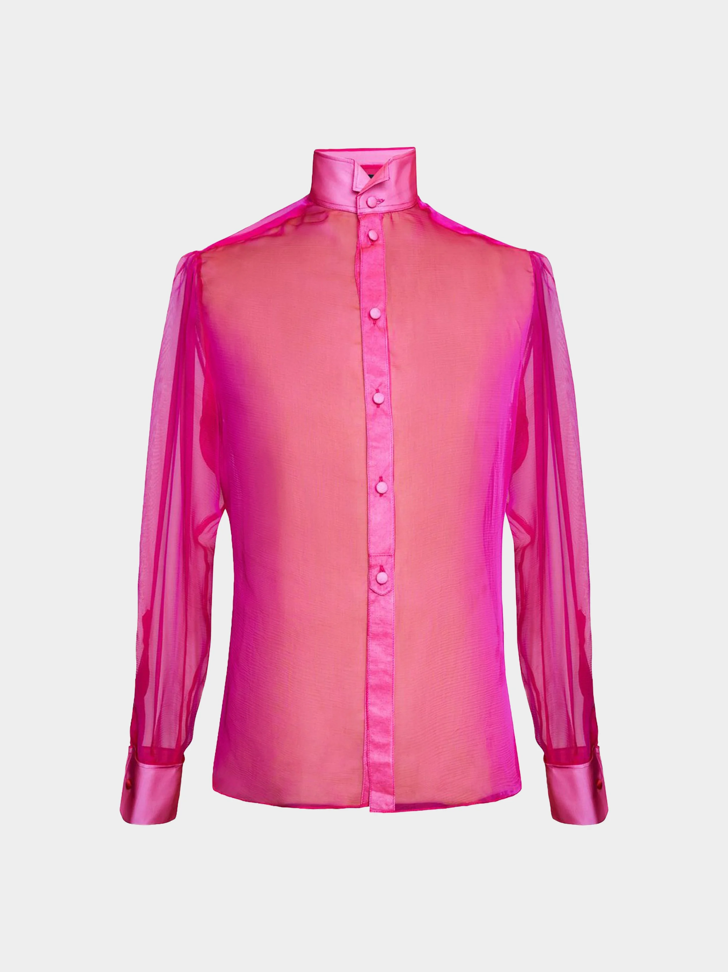 'Pirate Shirt' Pink Crepe Georgette Silk