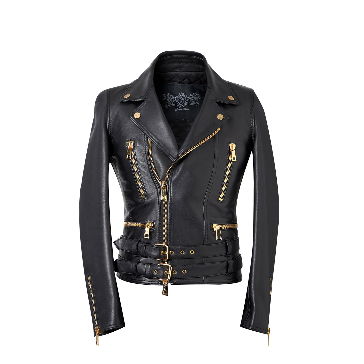 The Haseley Biker Jacket With Gold Metal Trim Joshua Kanemenswear Fashion Tailoring Bespoke Suit Tailor Fashion Runway