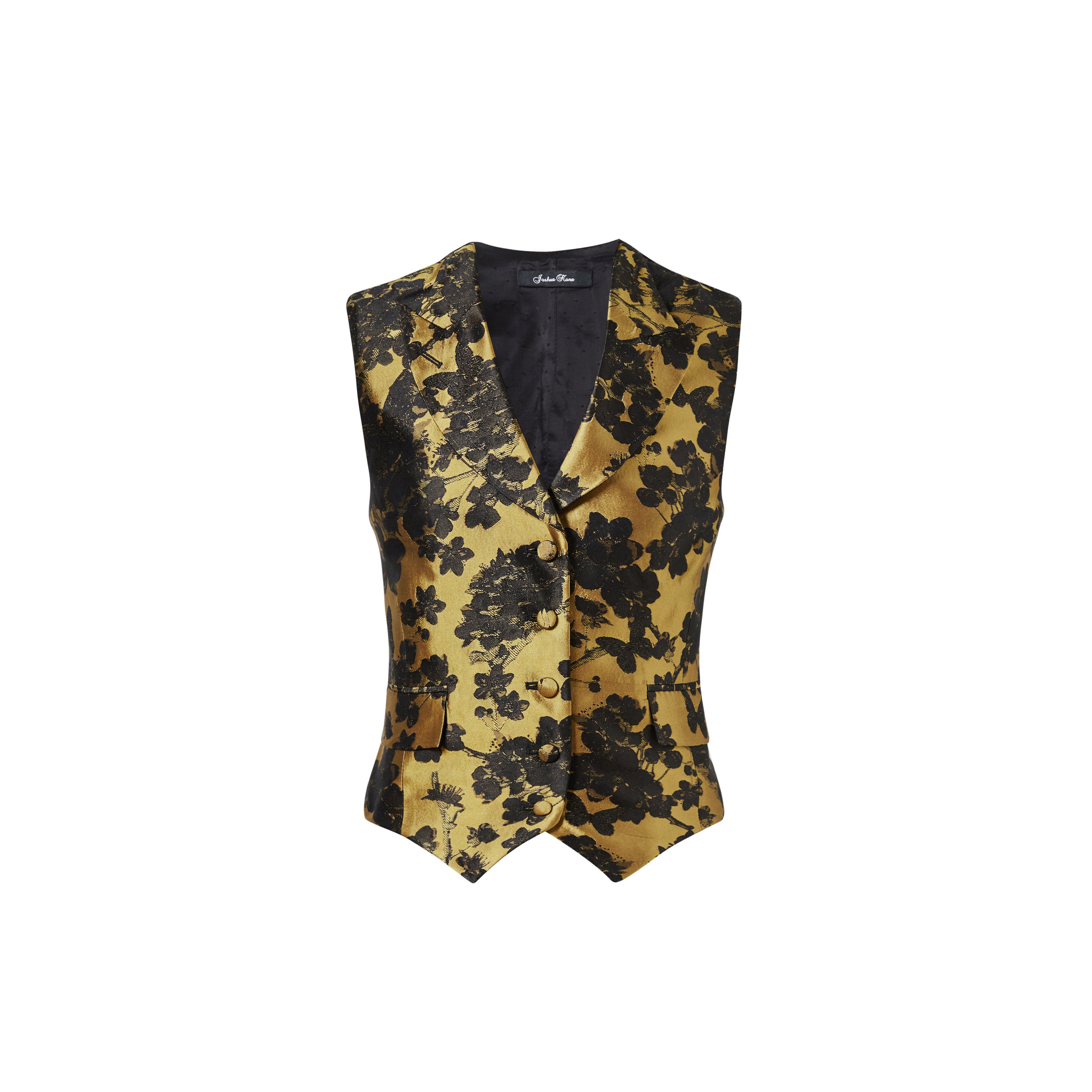 'The Audrey' Golden Leaf Silk Jaquard Waistcoat — Joshua Kanemenswear ...