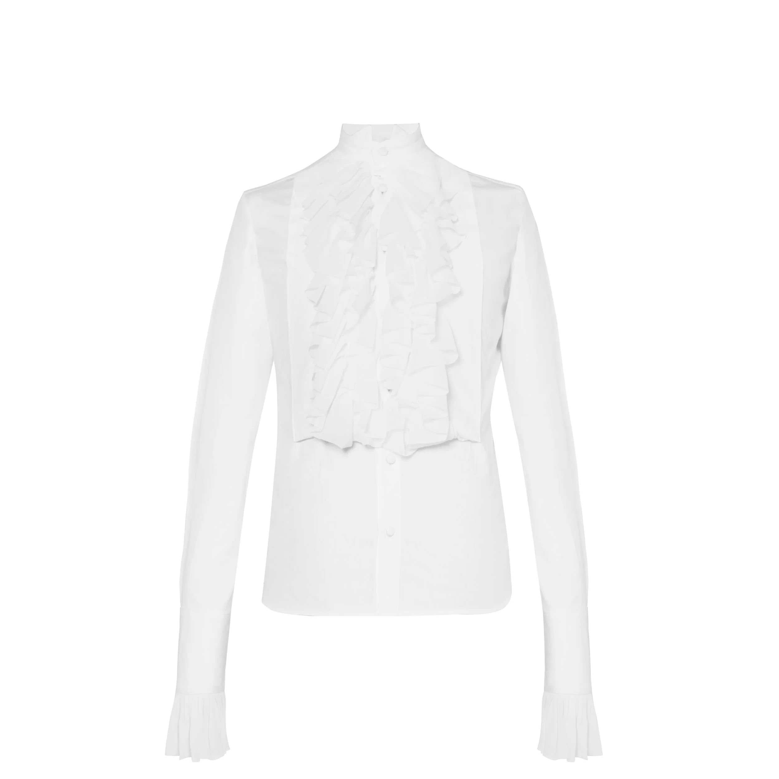 Ruffle Dress Shirt' Optic White Cotton 