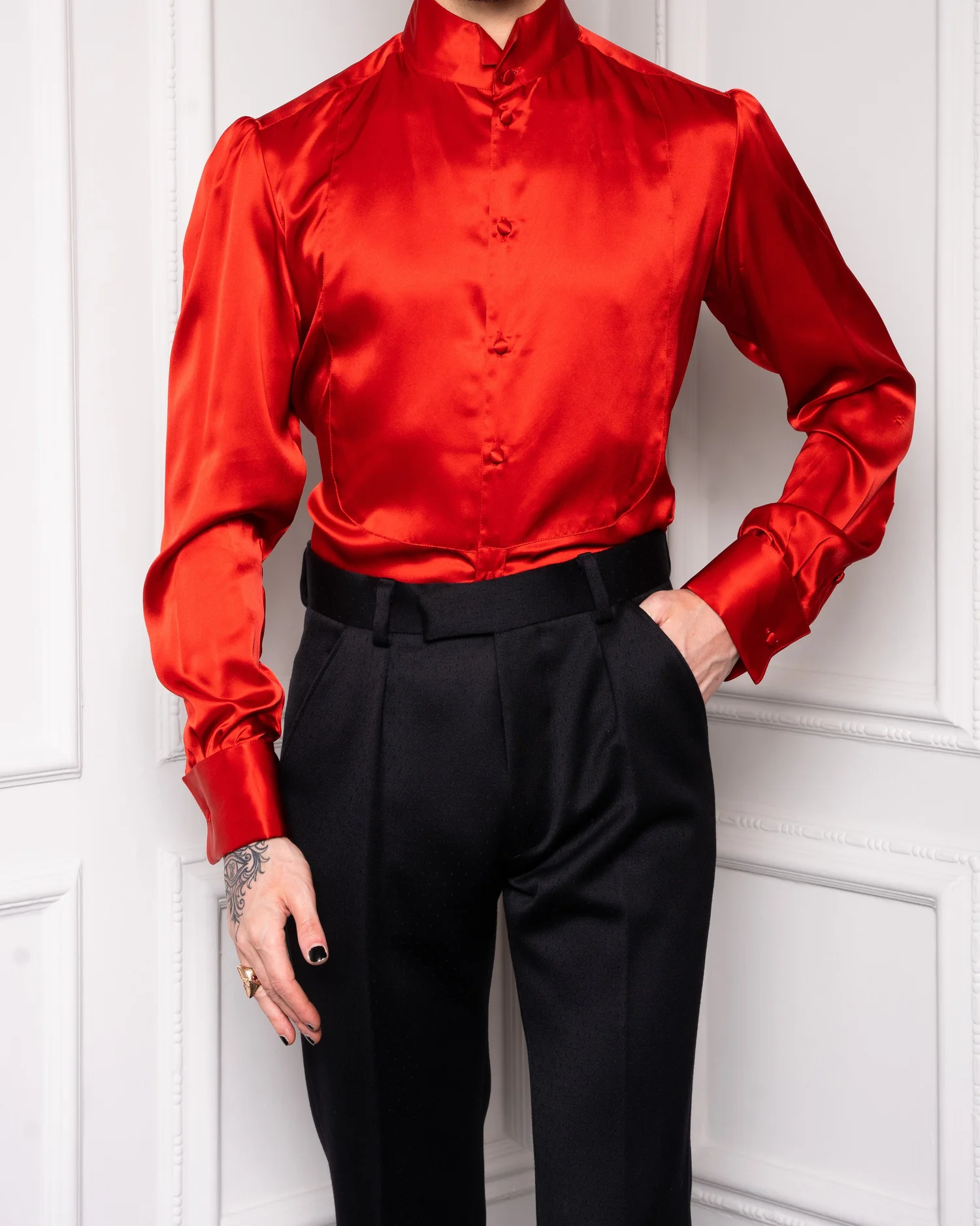 silk shirt red