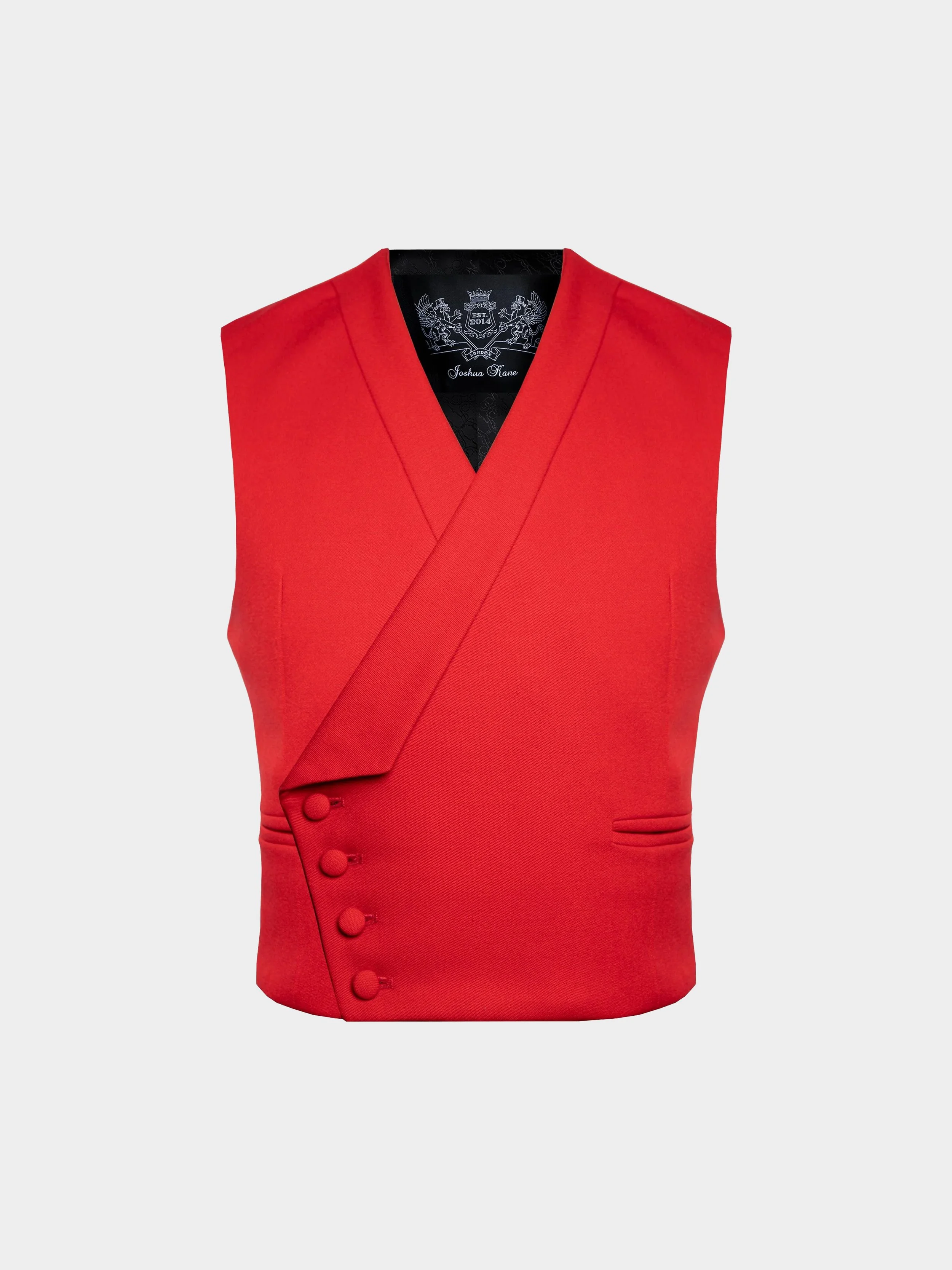 Red Barathea Wool Waistcoat