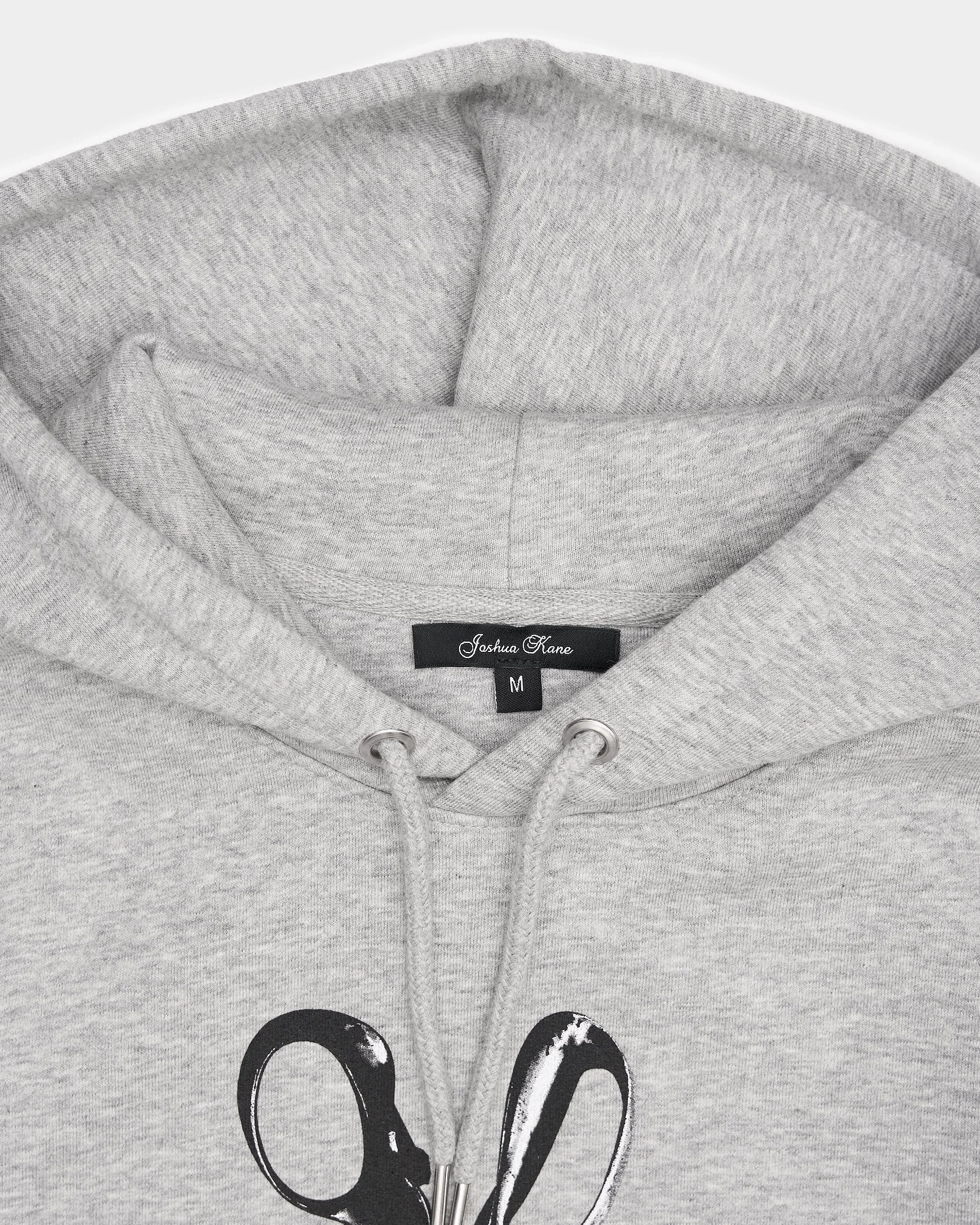 'The Shears' Grey Hoodie with Black Print Motif close.jpg