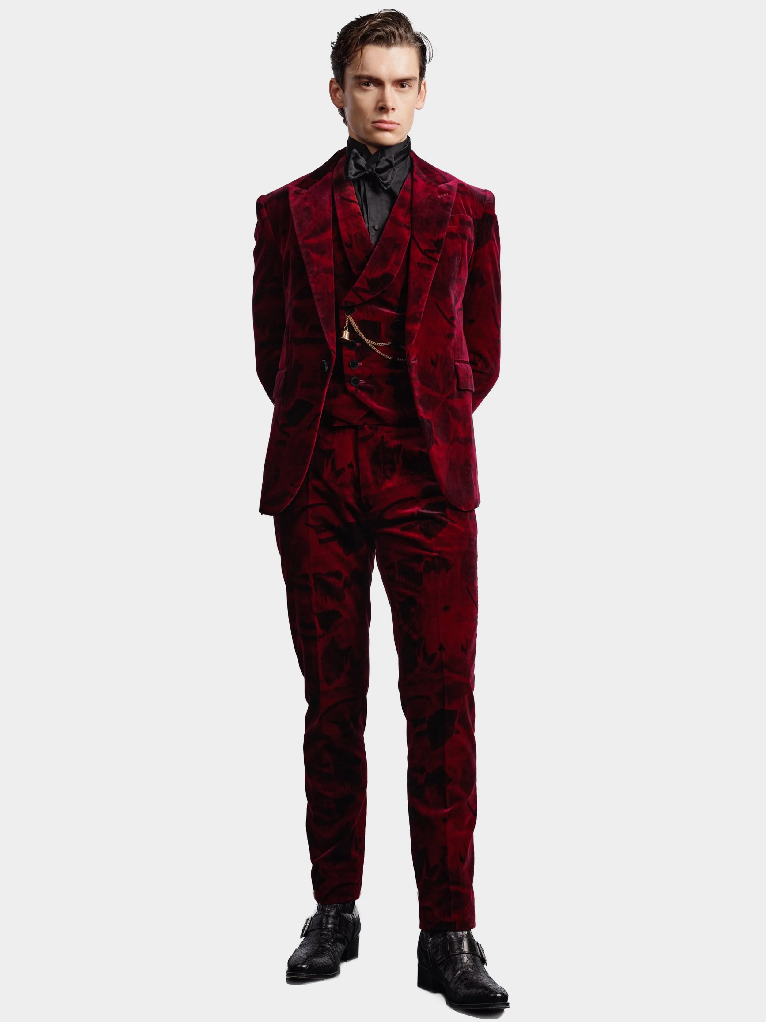 Burgundy Floral Print Velvet Suit_.jpg