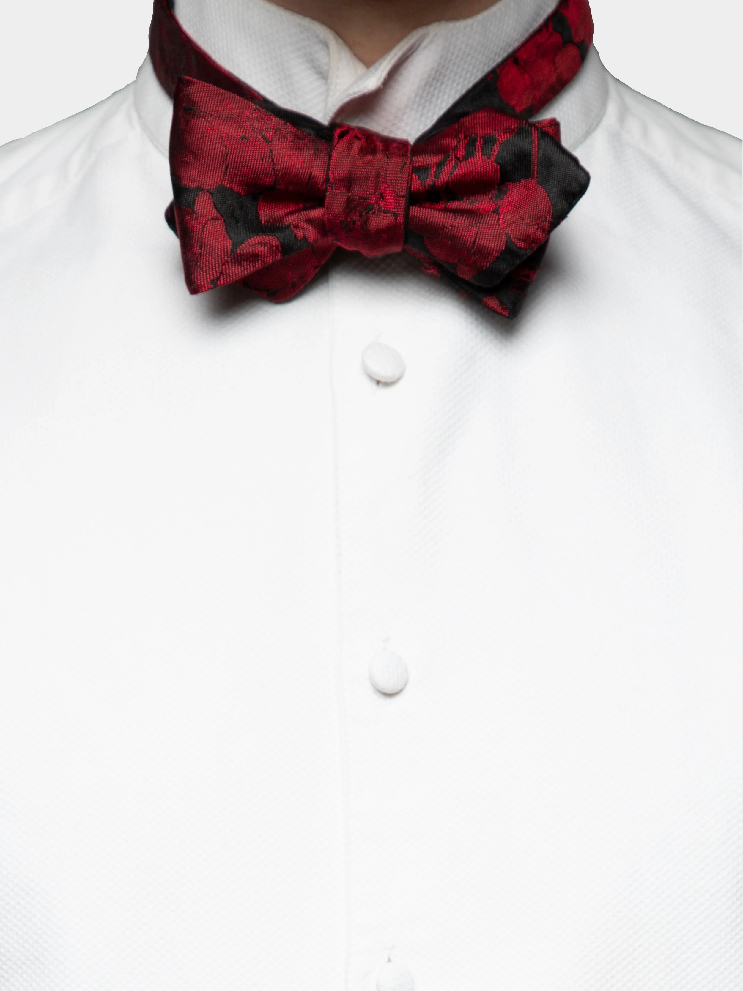 Red Falling Blossom Silk Point Bowtie 2.jpg