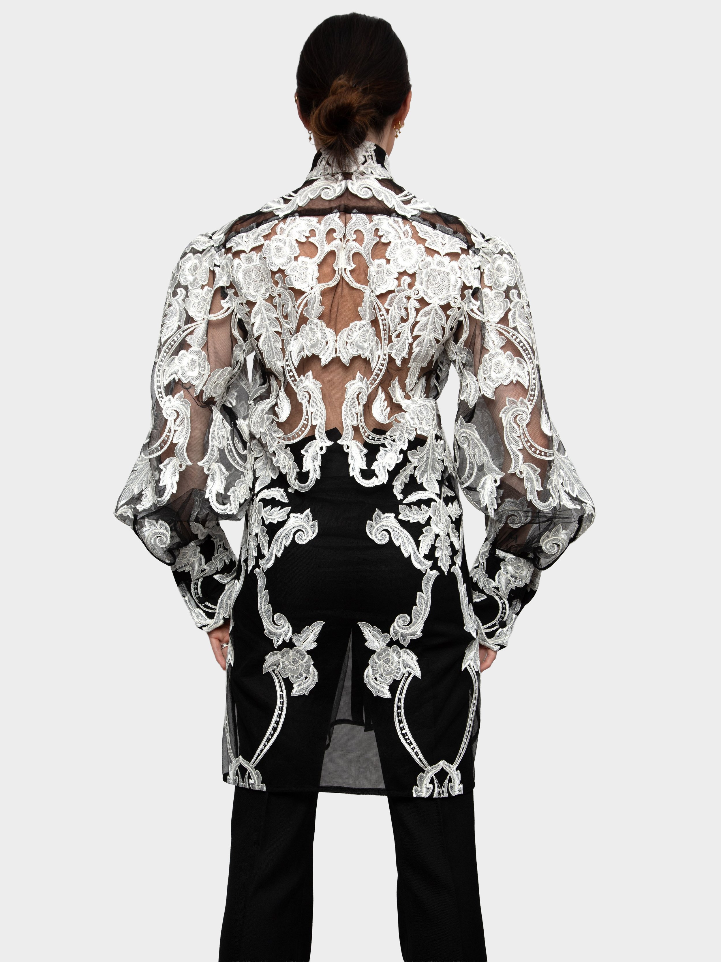 Black And White Embroidery Long Shirt 3.jpg