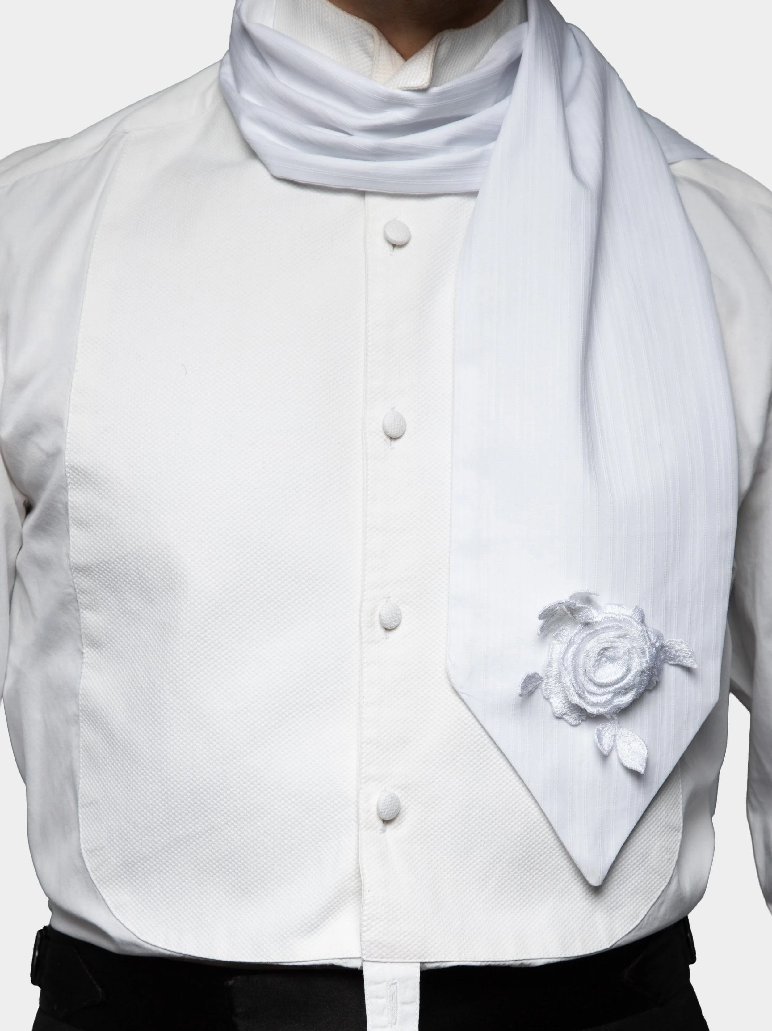 White Cotton Cravat with 3D Embroidered Rose 2.jpg