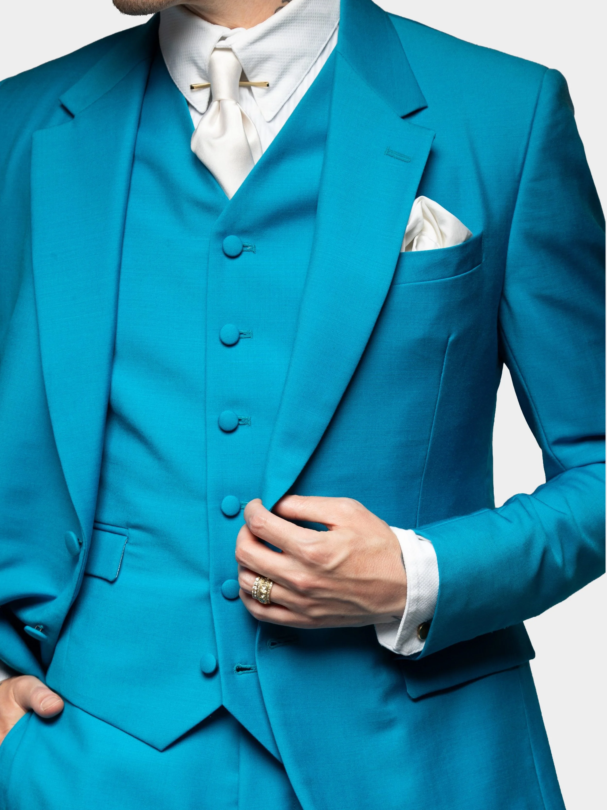 Azure Blue Wool And Mohair Waistcoat 3.jpg
